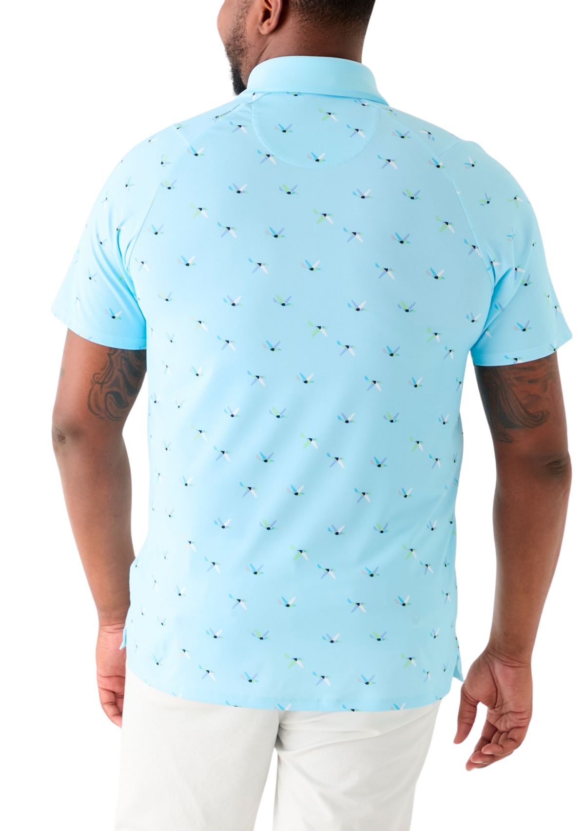 Big & Tall Allover Birdie Print Short Sleeve Golf Polo Shirt