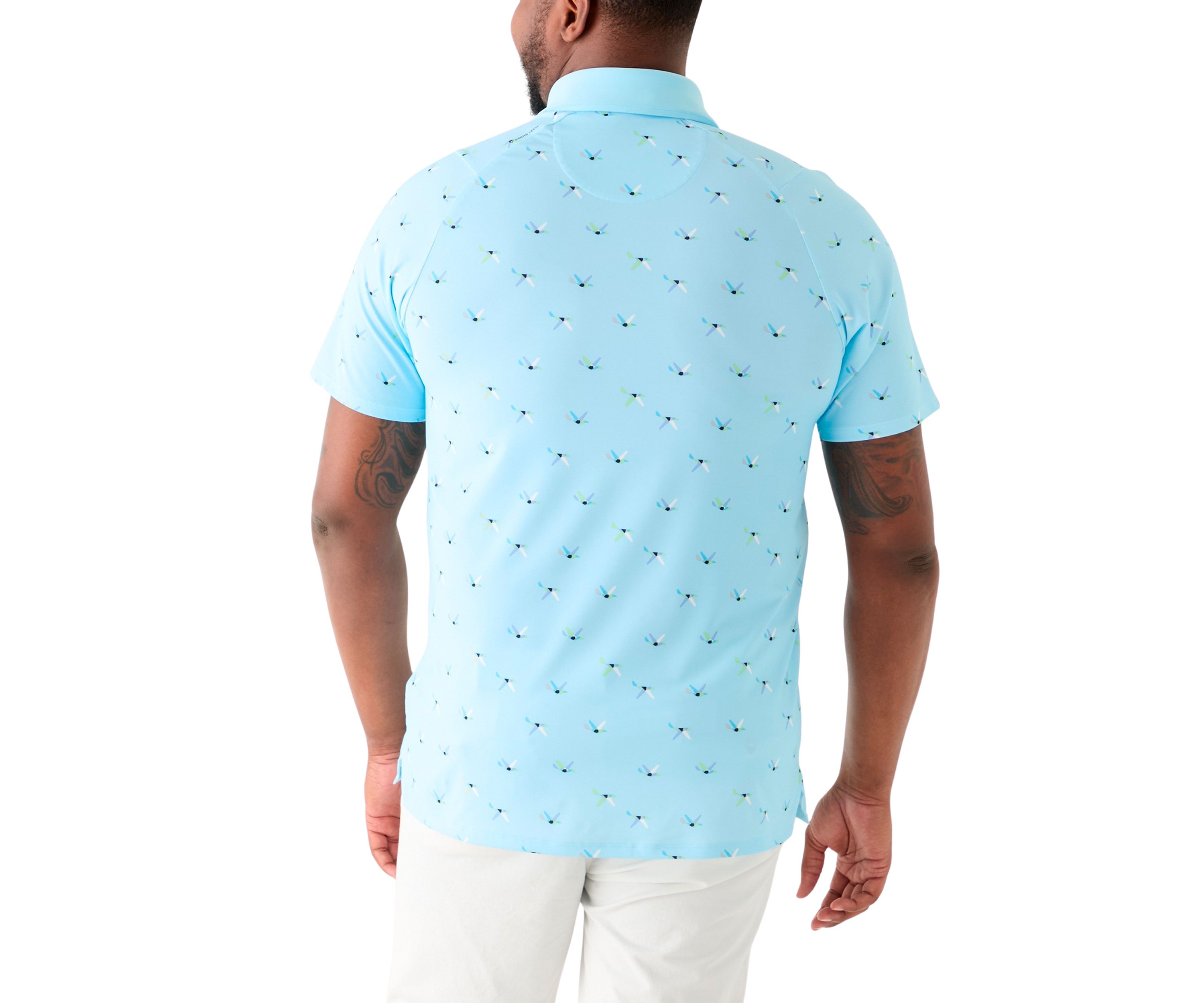 Big & Tall Allover Birdie Print Short Sleeve Golf Polo Shirt