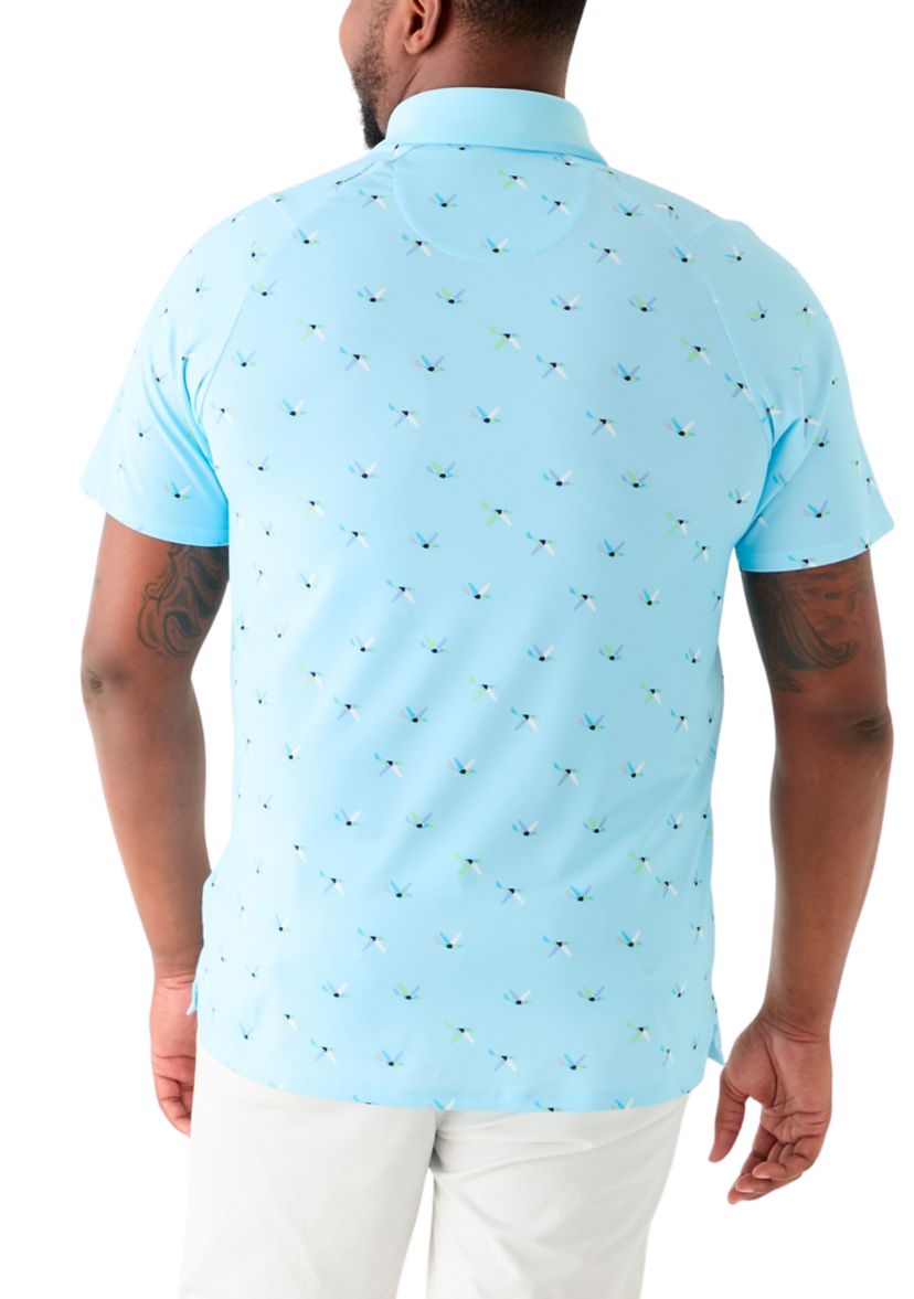 Big & Tall Allover Birdie Print Short Sleeve Golf Polo Shirt