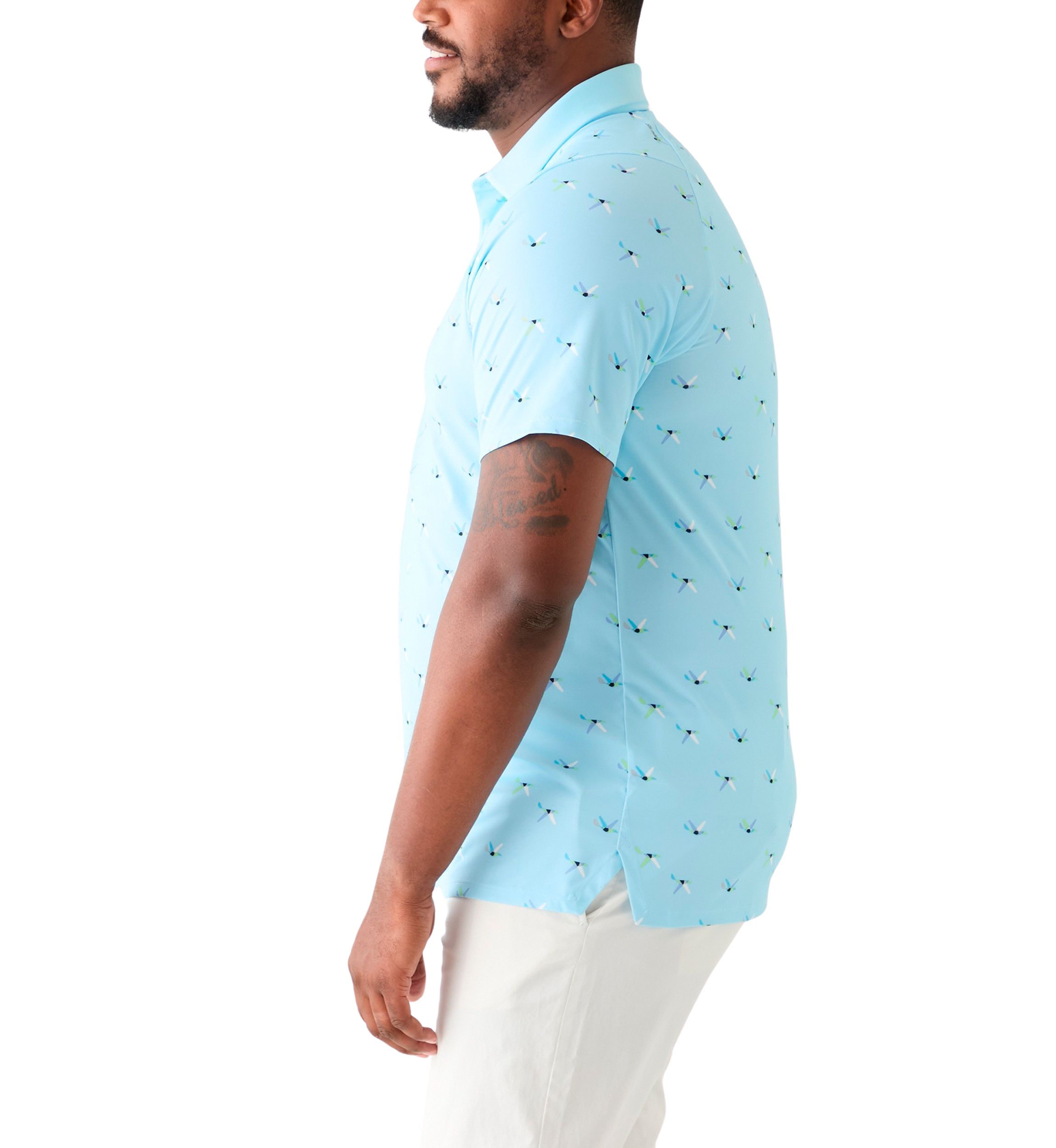 Big & Tall Allover Birdie Print Short Sleeve Golf Polo Shirt