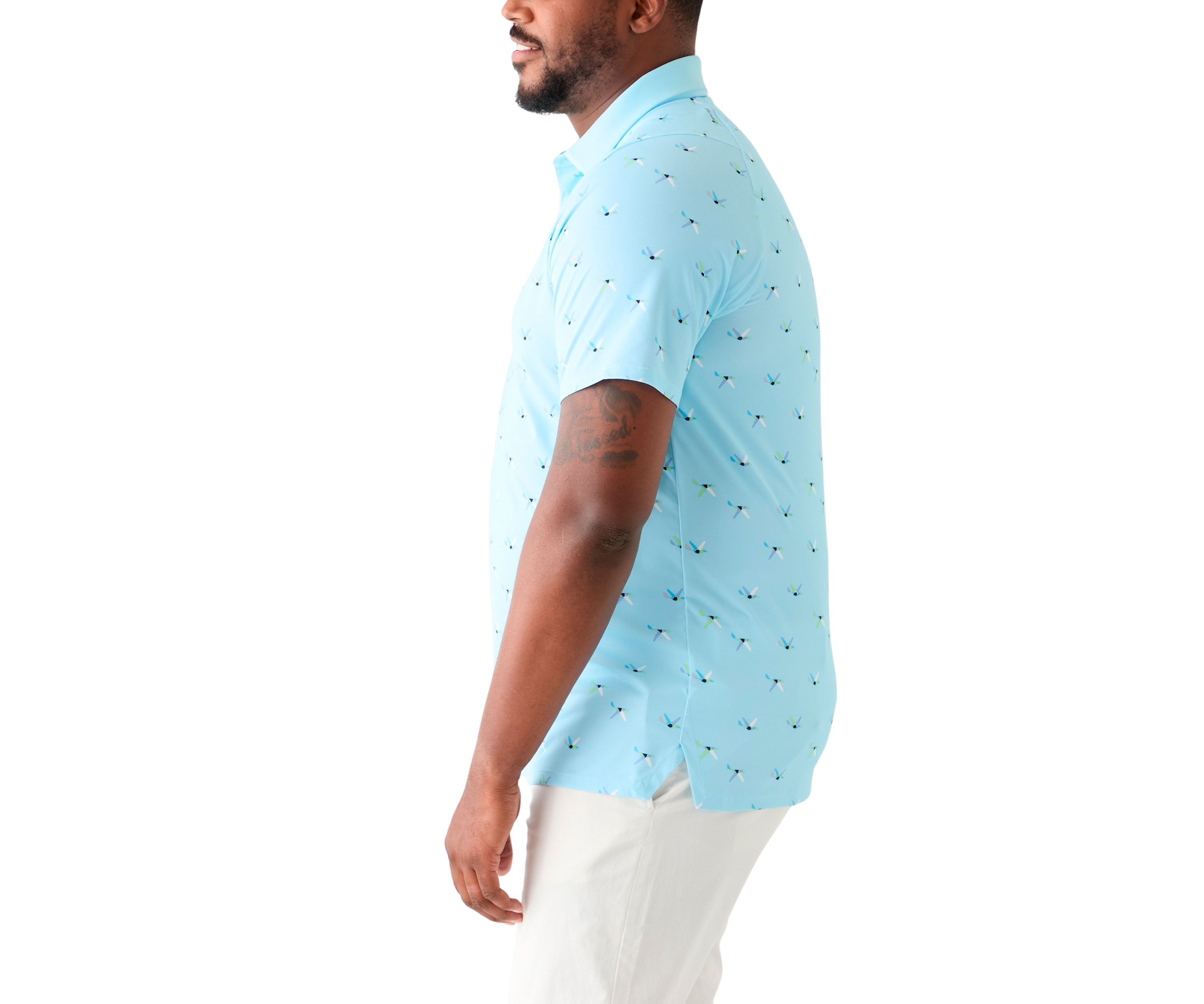 Big & Tall Allover Birdie Print Short Sleeve Golf Polo Shirt