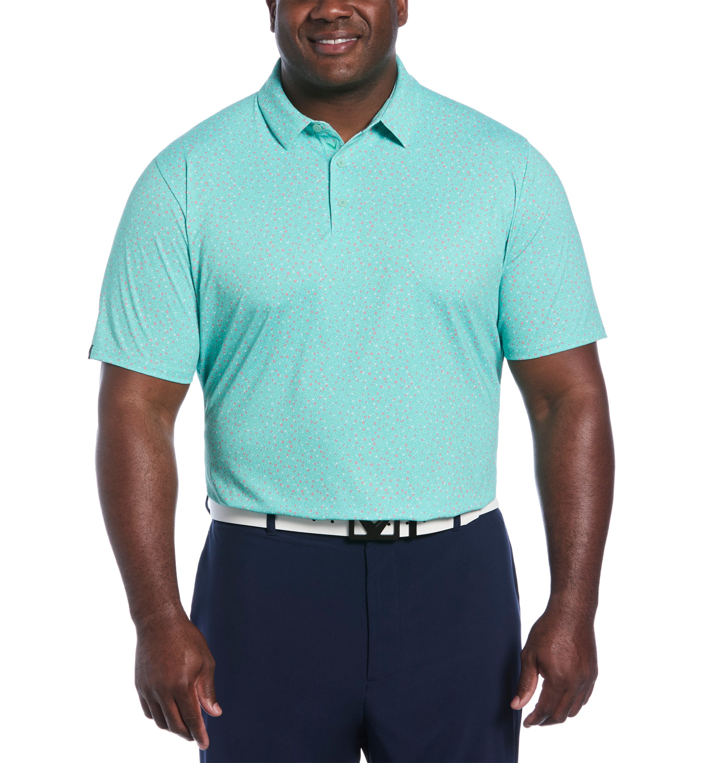 Big & Tall Micro Floral Print Short Sleeve Golf Polo Shirt
