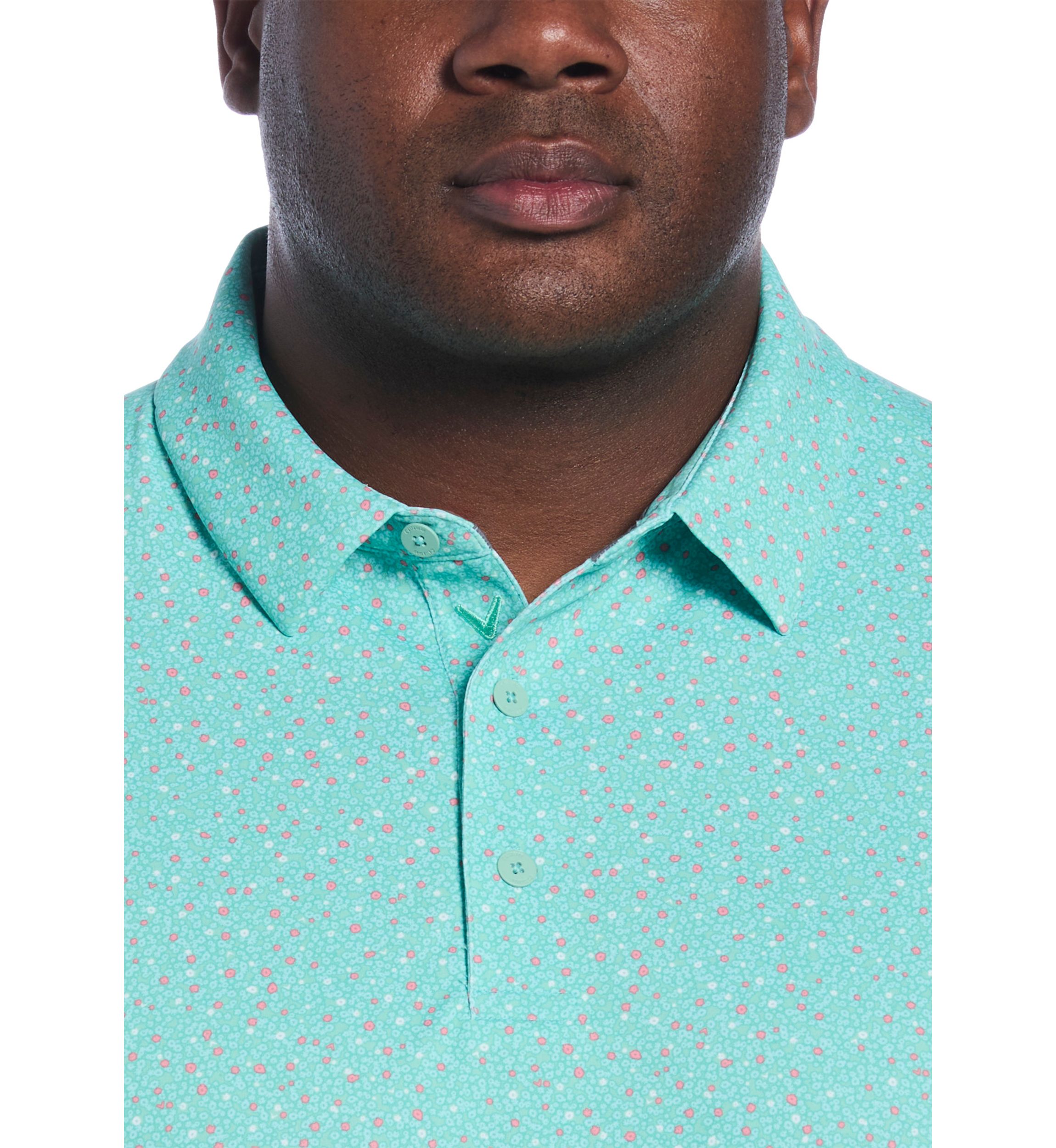 Big & Tall Micro Floral Print Short Sleeve Golf Polo Shirt