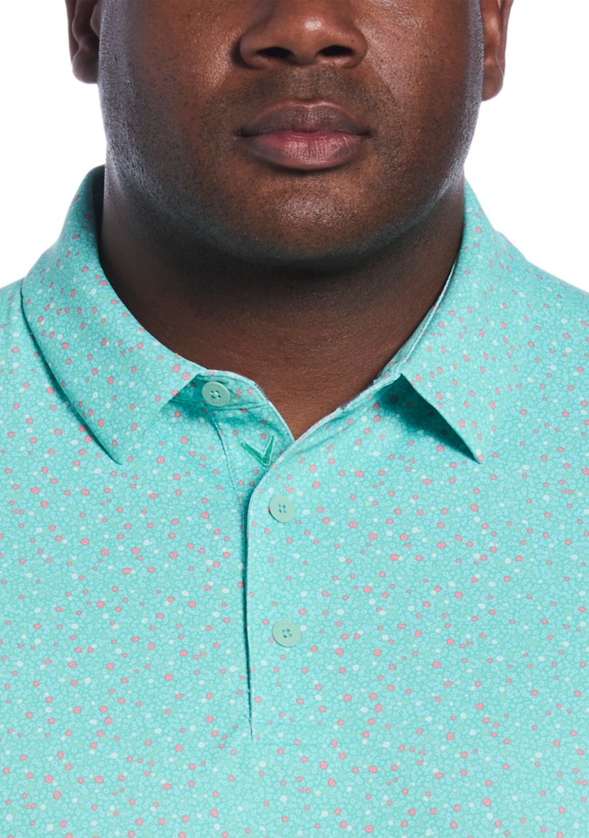 Big & Tall Micro Floral Print Short Sleeve Golf Polo Shirt
