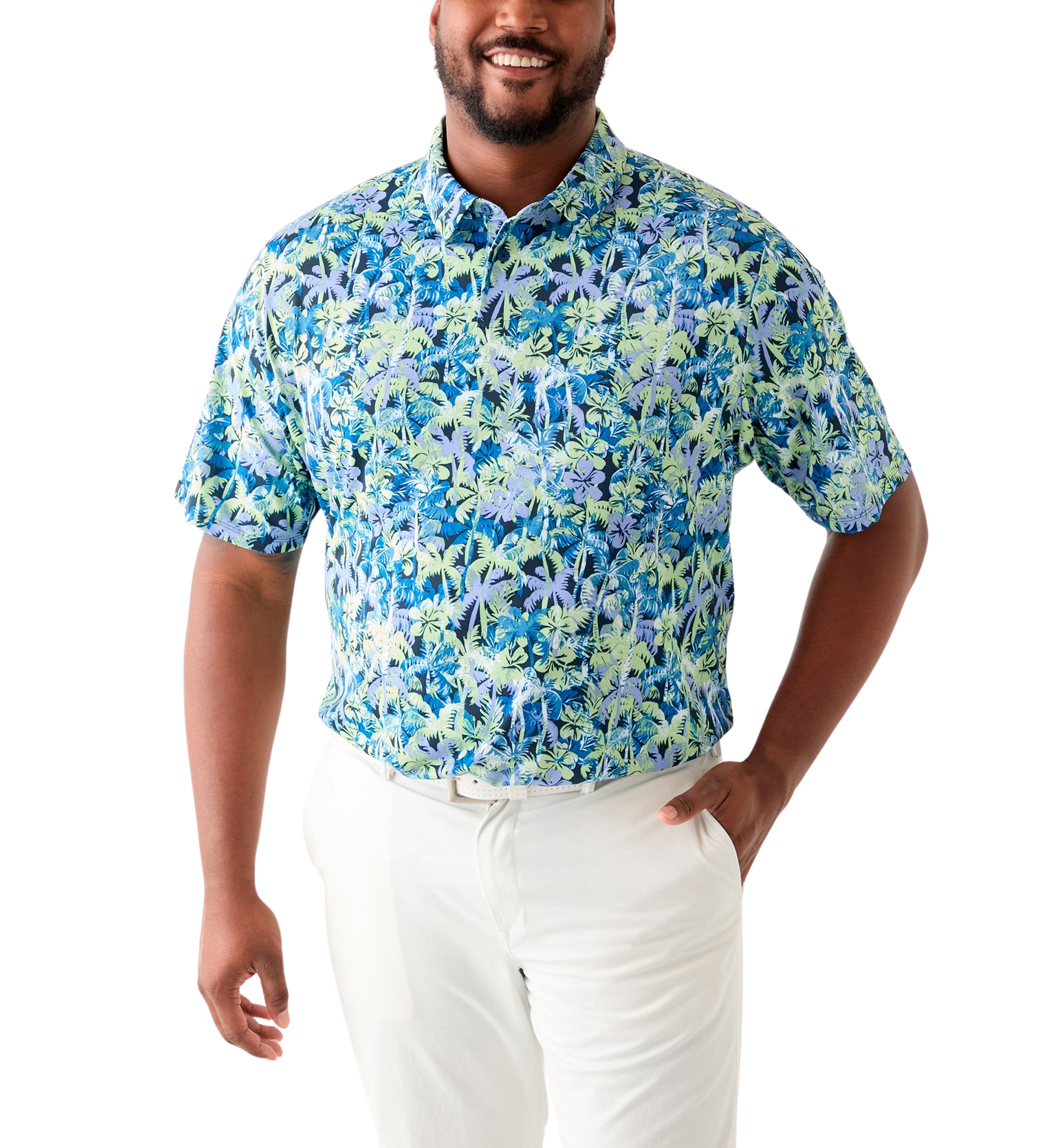 Big & Tall Sunrise Confetti Print Short Sleeve Golf Polo Shirt