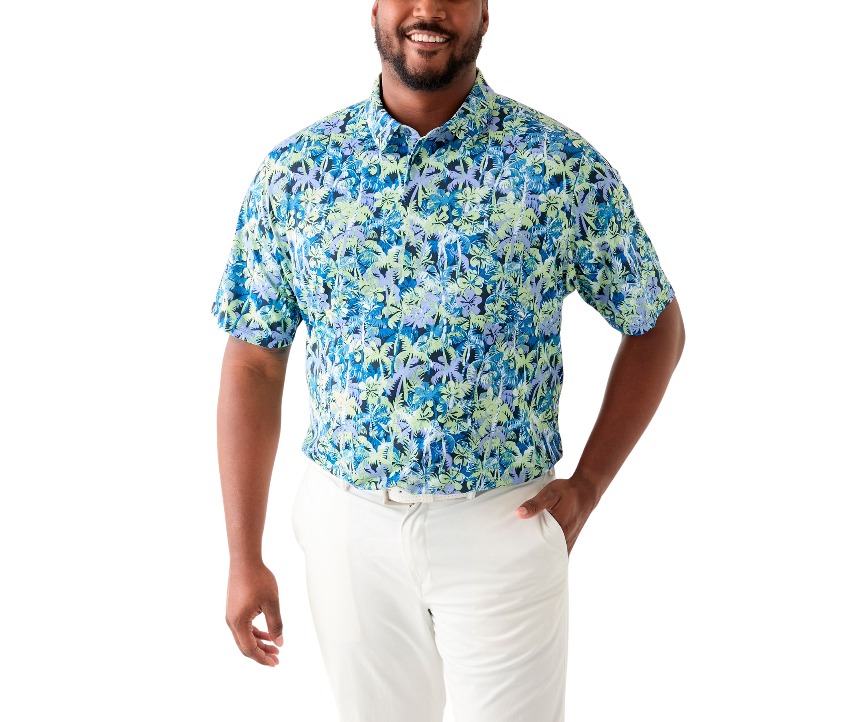 Big & Tall Sunrise Confetti Print Short Sleeve Golf Polo Shirt