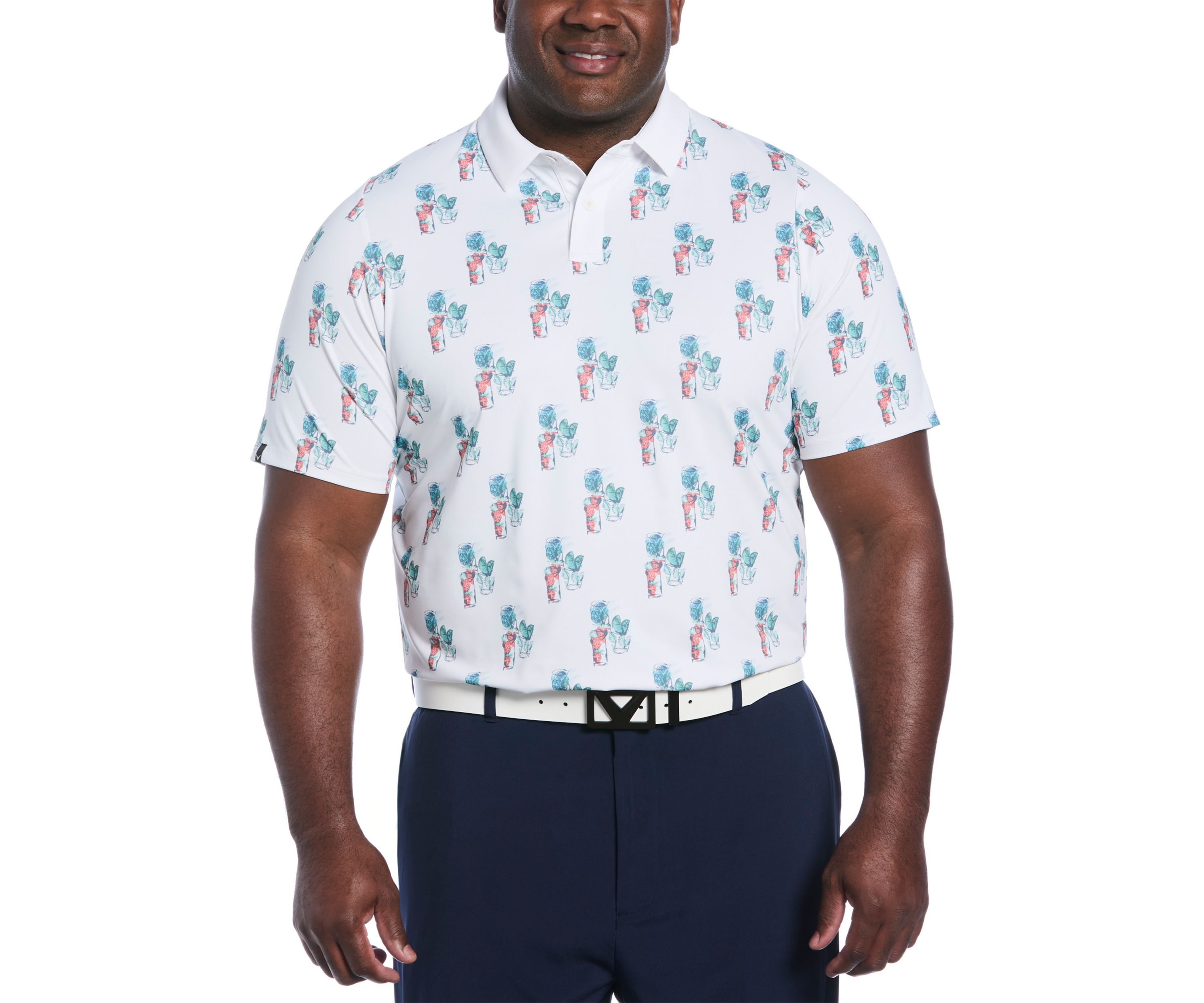 Big & Tall Short Sleeve 19th Hole Drink Print Polo Shirt