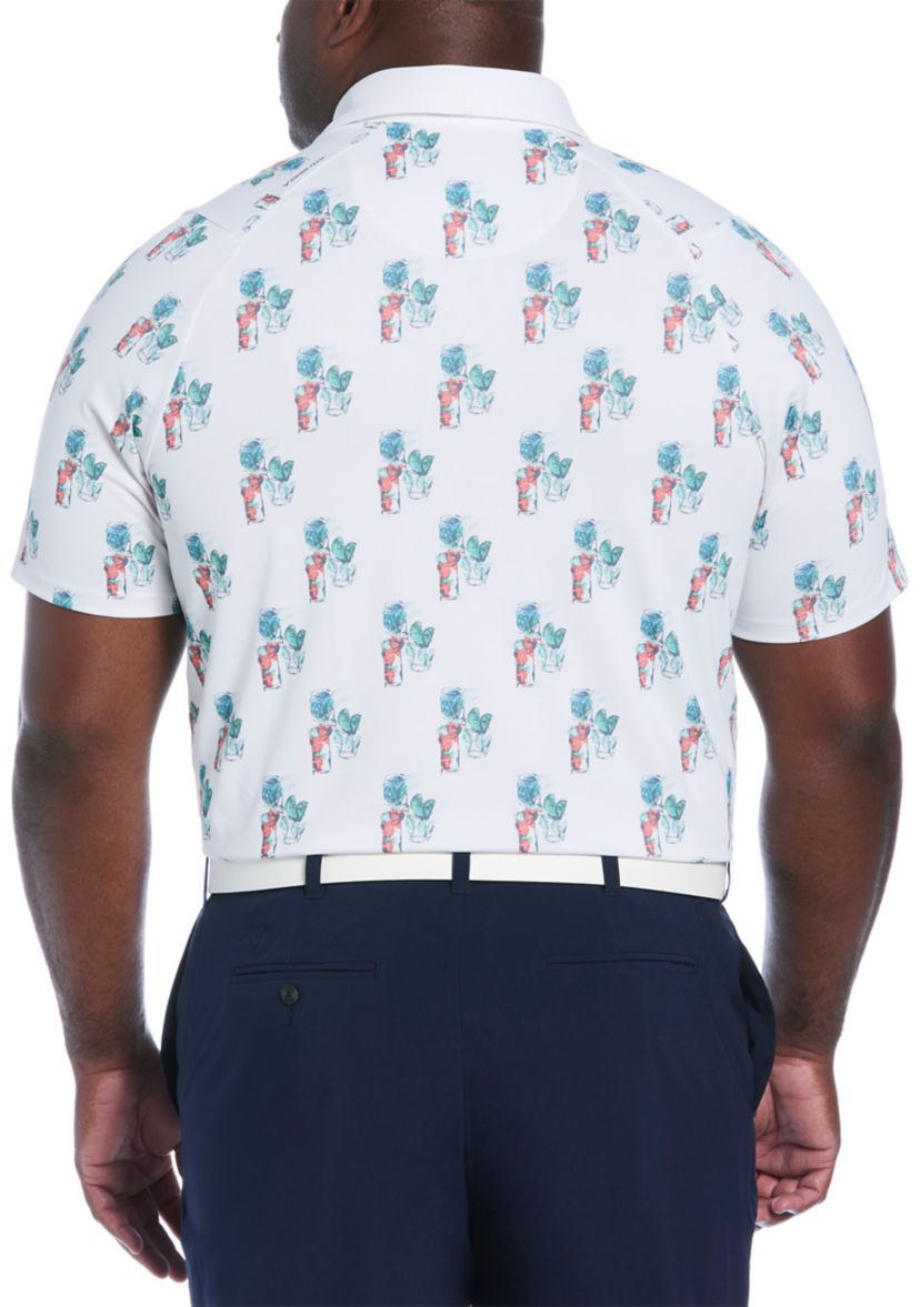 Big & Tall Short Sleeve 19th Hole Drink Print Polo Shirt
