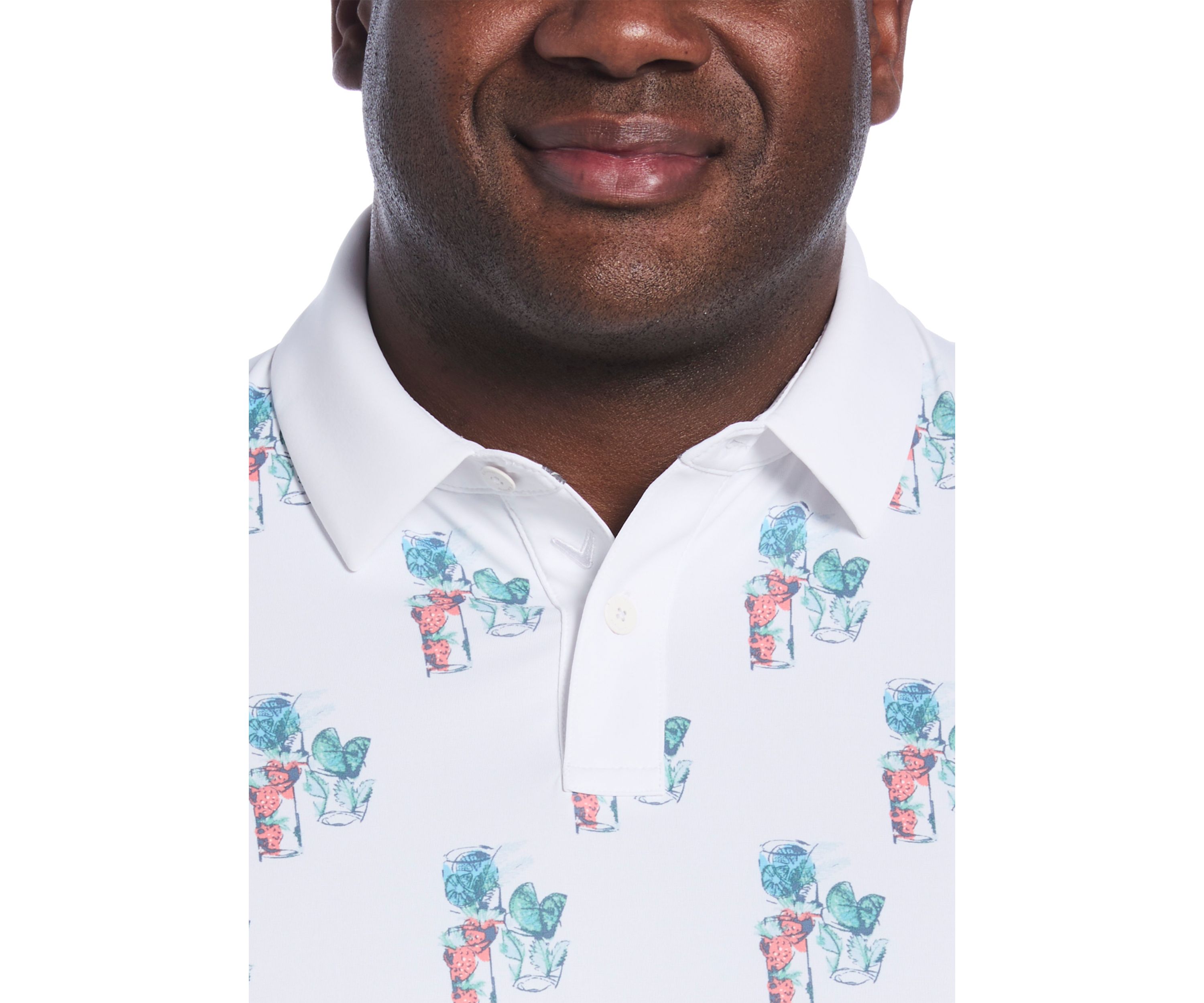 Big & Tall Short Sleeve 19th Hole Drink Print Polo Shirt