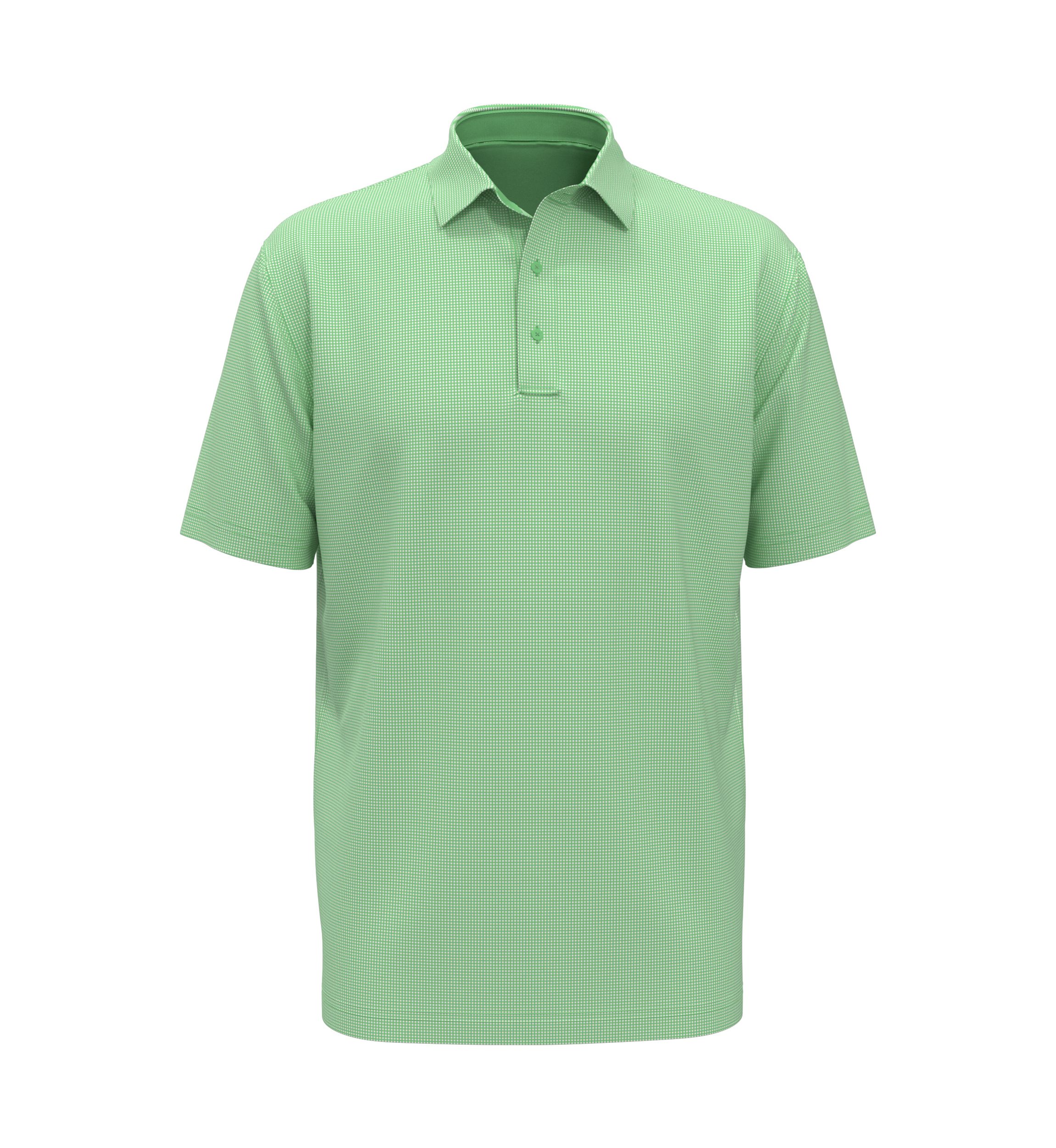 Big & Tall Allover Gingham Printed Short Sleeve Golf Polo Shirt