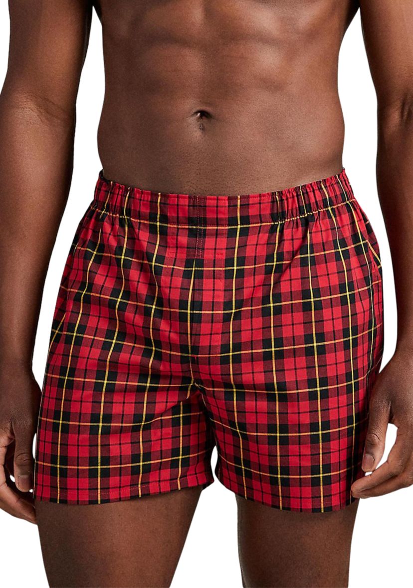 Mens Classic Fit Cotton Woven Boxers - 3-Pack 