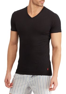 Polo Ralph Lauren Men's Slim Fit V-Neck Undershirts - 3 Pack, Black, X-Large