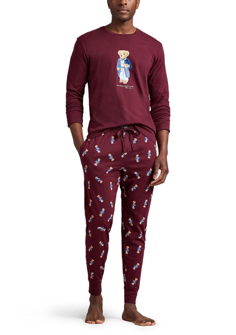 	  Mens Long Sleeve Crewneck Shirt and Pajama Pants Set 