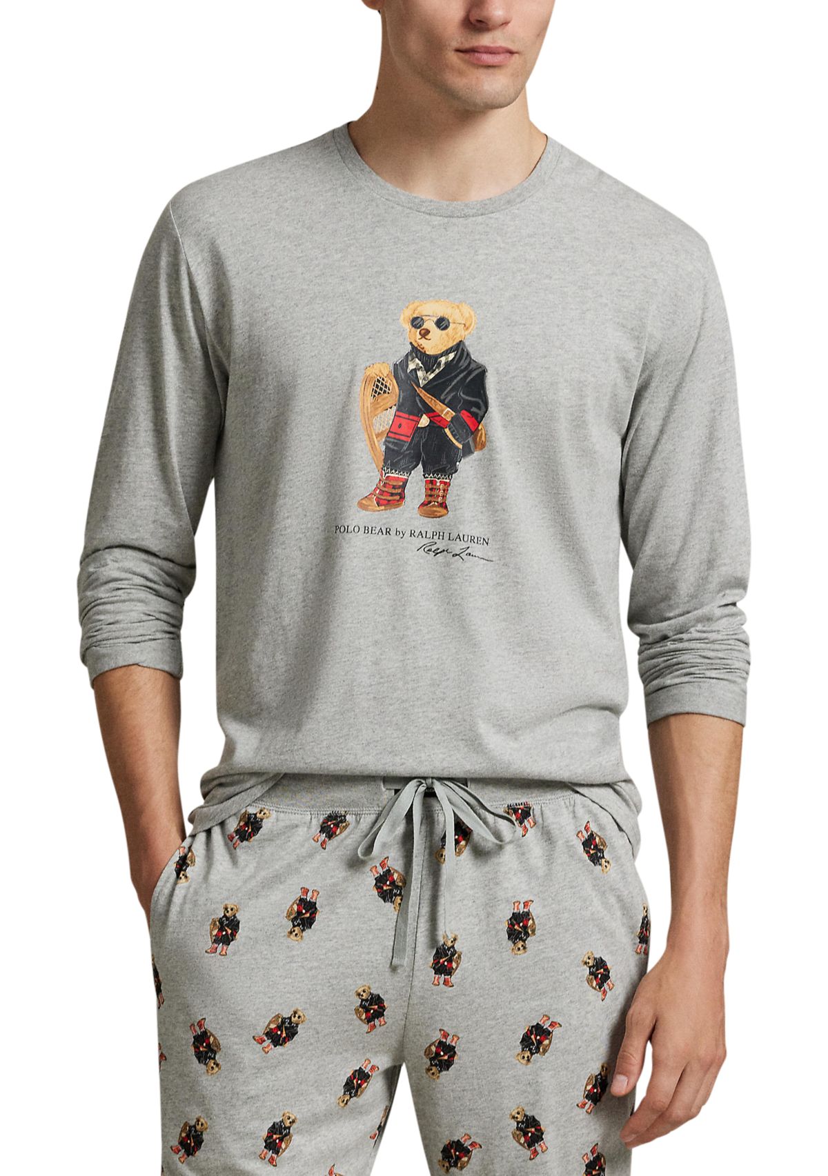 	  Mens Long Sleeve Crewneck Shirt and Pajama Joggers Set 