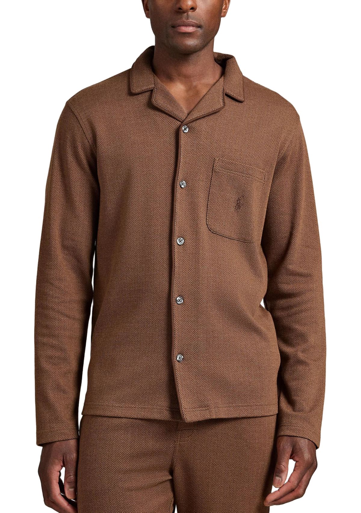  Herringbone Long Sleeve Pajama Top 