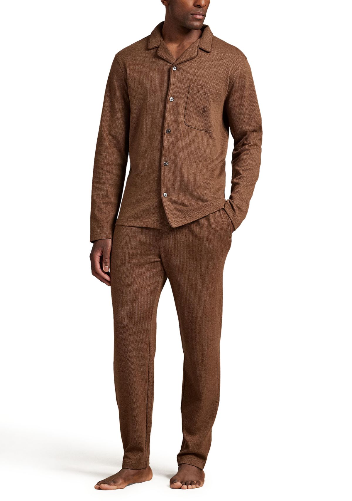  Herringbone Long Sleeve Pajama Top 