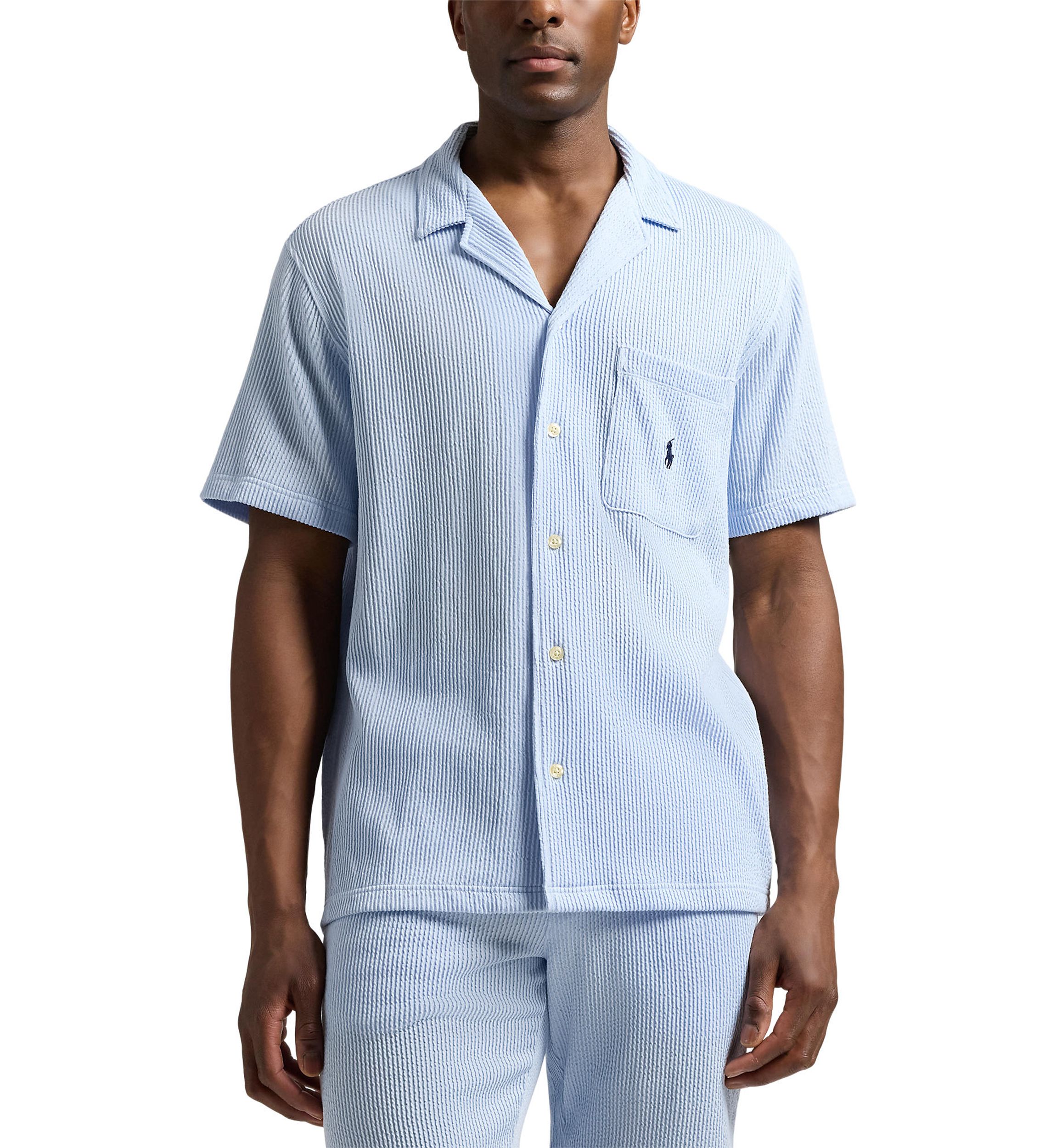 Knit Seersucker Pajama Shirt