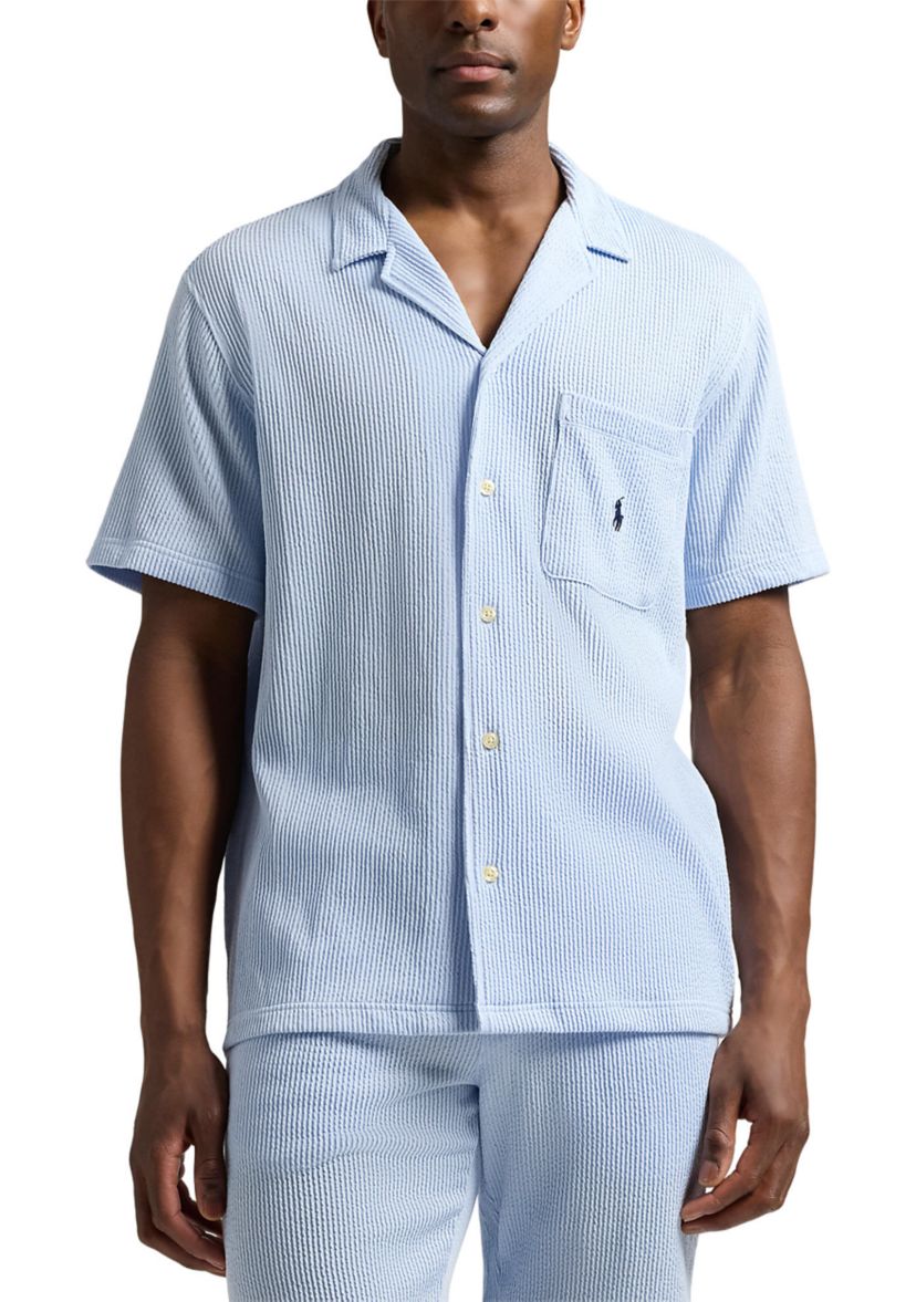 Knit Seersucker Pajama Shirt