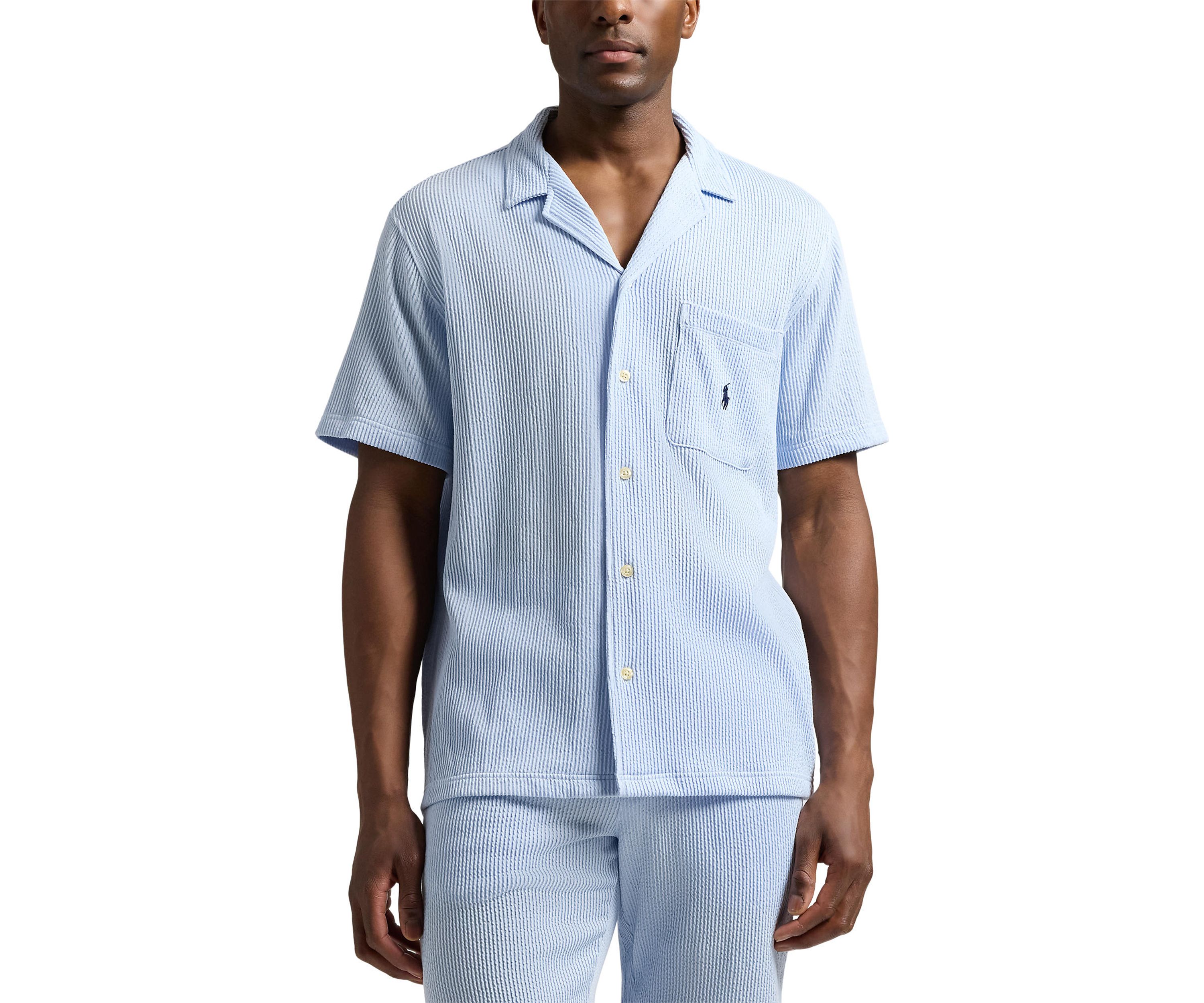 Knit Seersucker Pajama Shirt