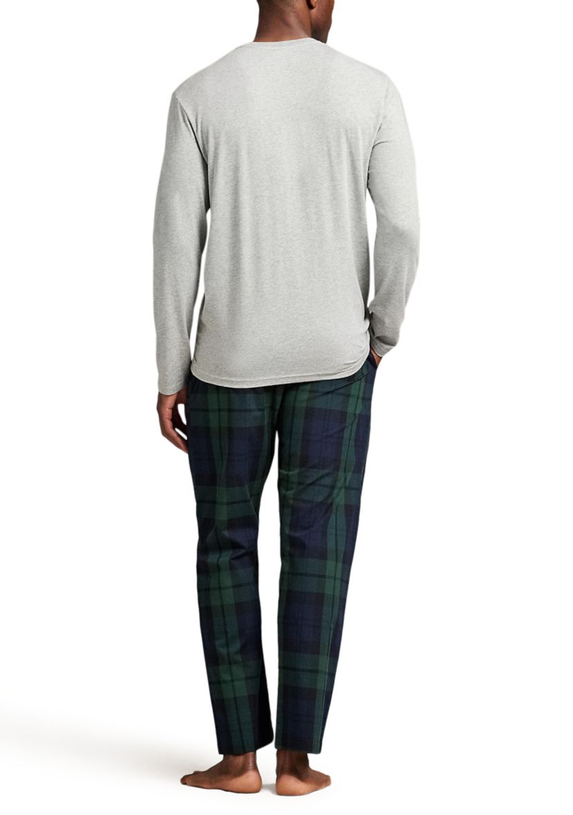 Mens Long Sleeve Crewneck Shirt and Pajama Pants Set 