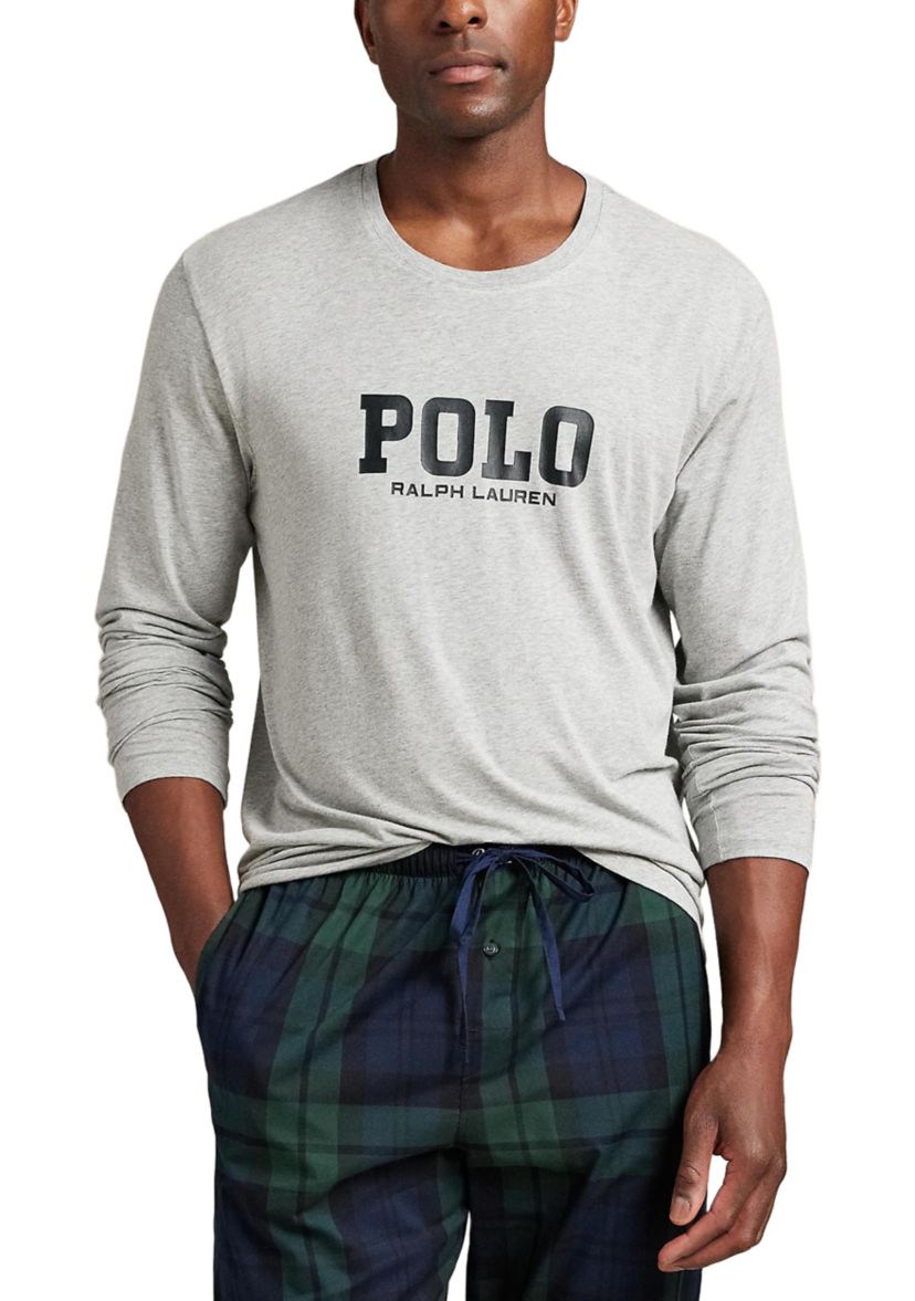 Mens Long Sleeve Crewneck Shirt and Pajama Pants Set 