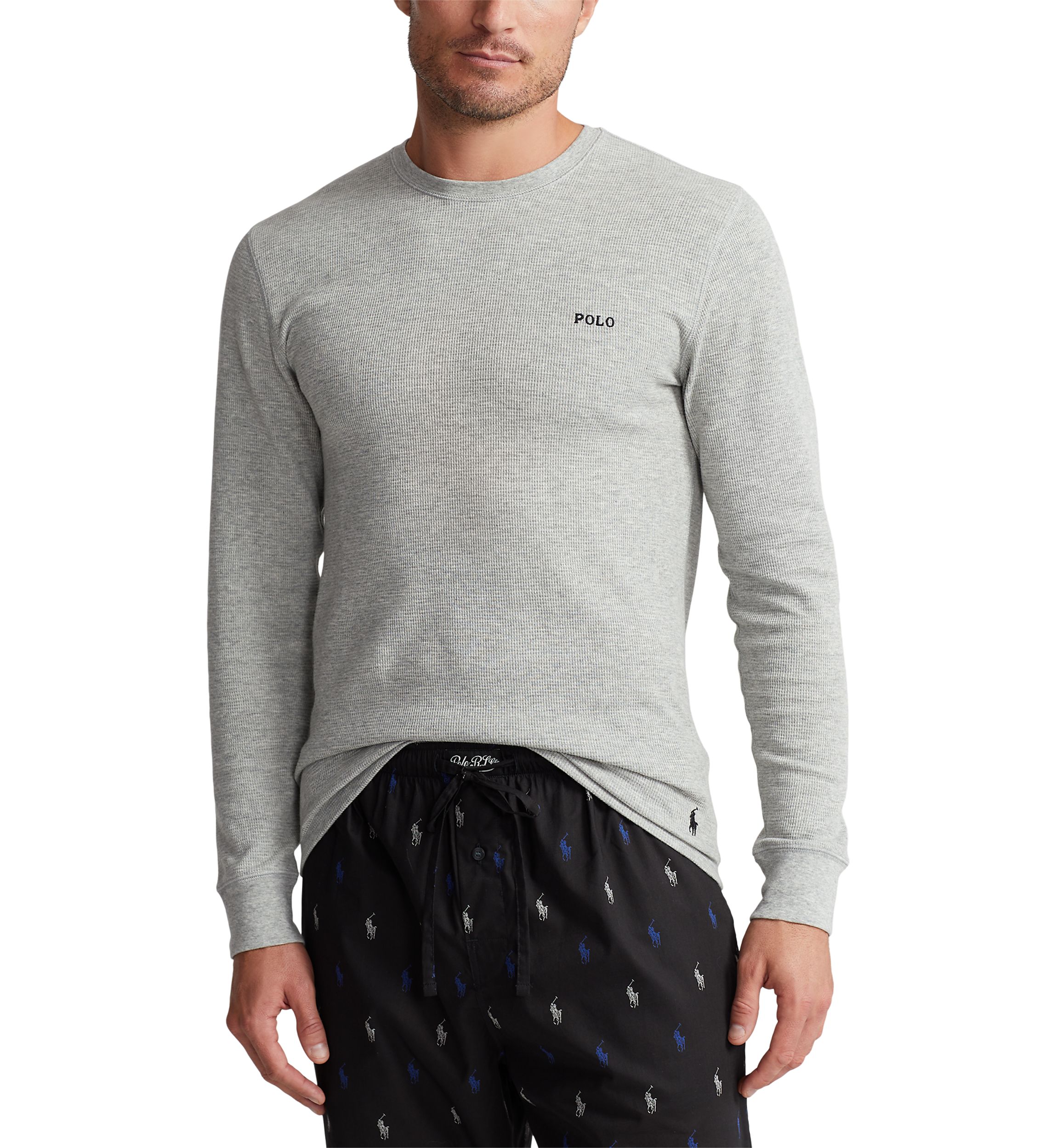 Long Sleeve Waffle Knit Crew Neck Sleep Shirt