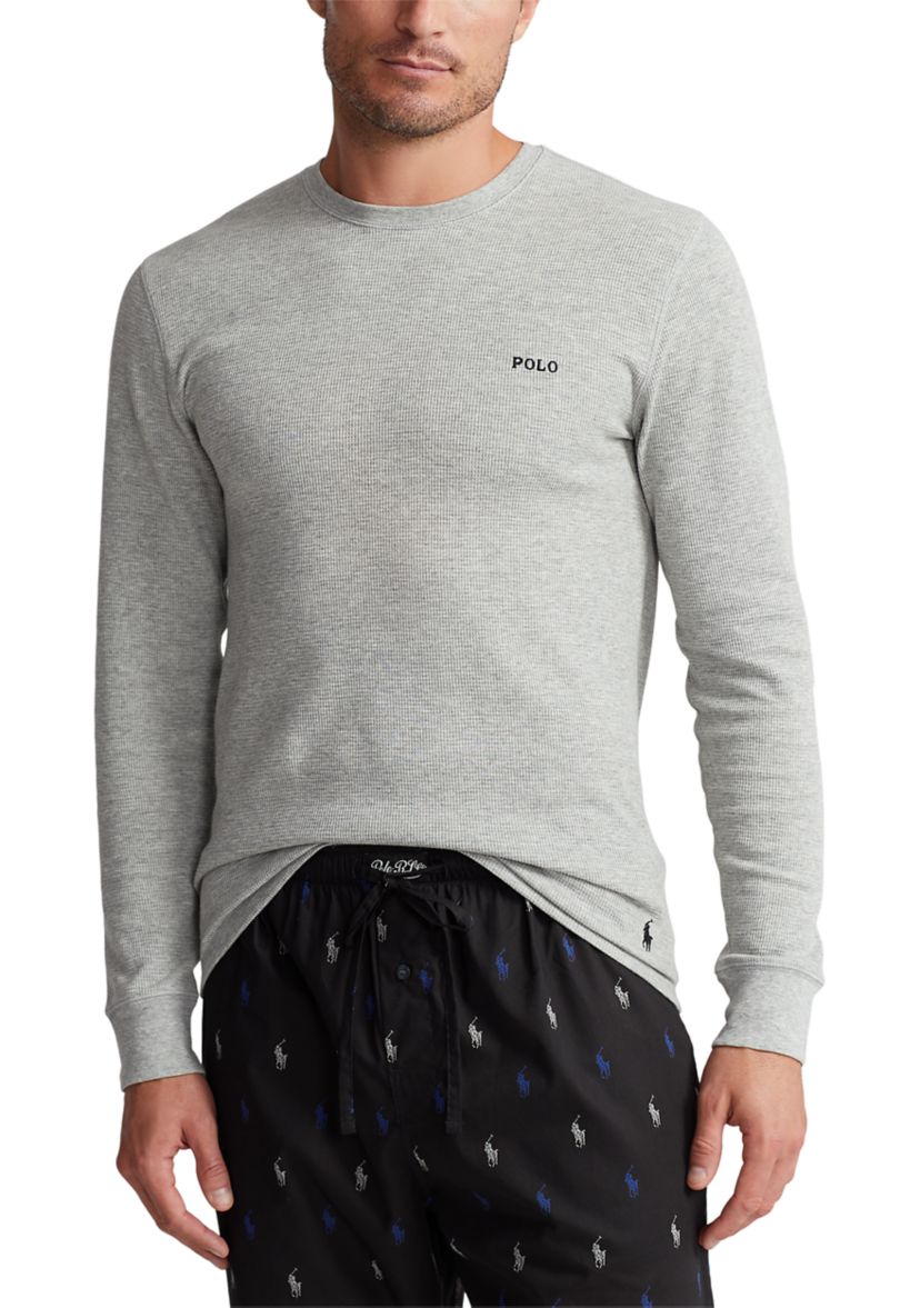 Long Sleeve Waffle Knit Crew Neck Sleep Shirt