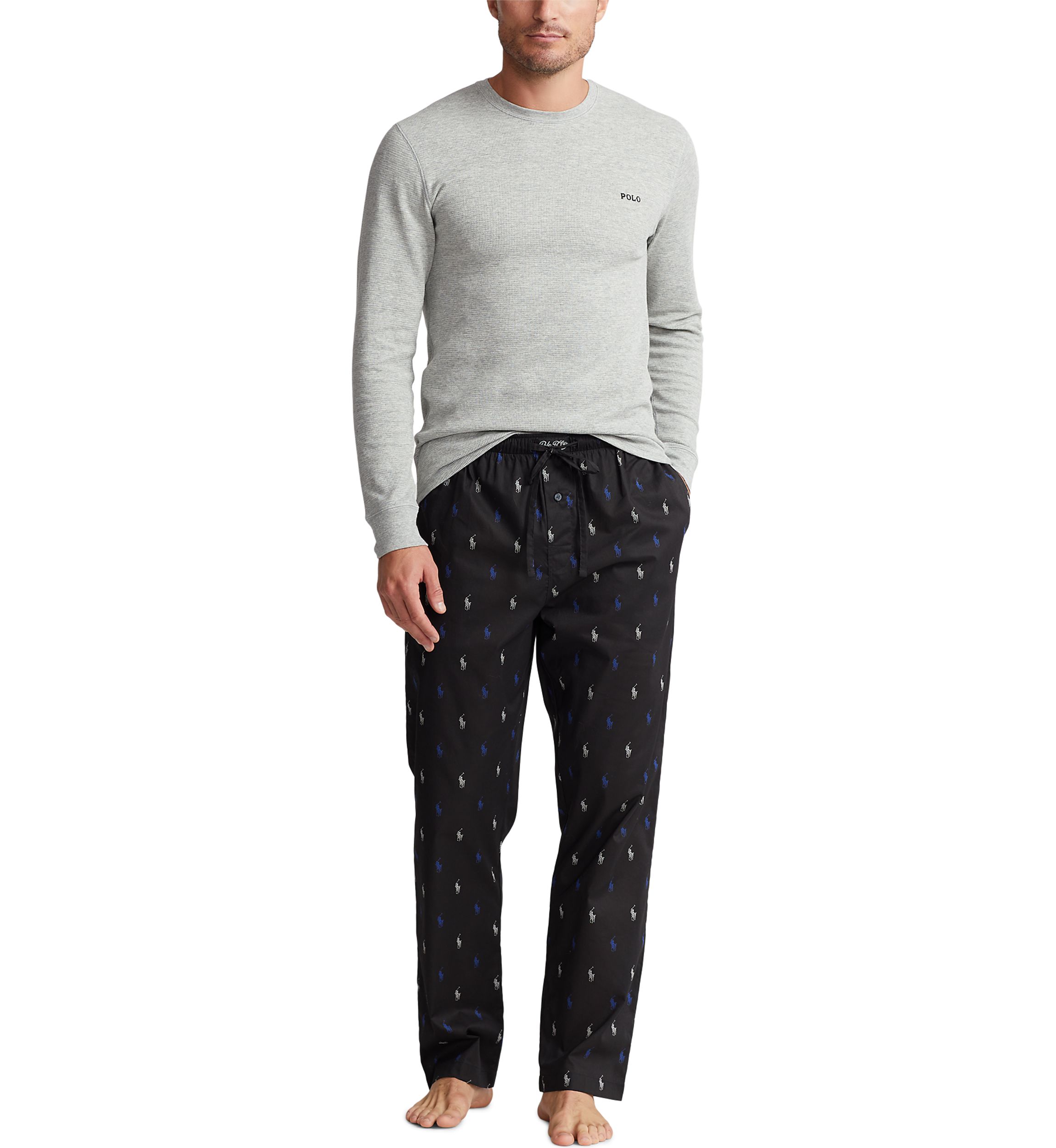 Long Sleeve Waffle Knit Crew Neck Sleep Shirt
