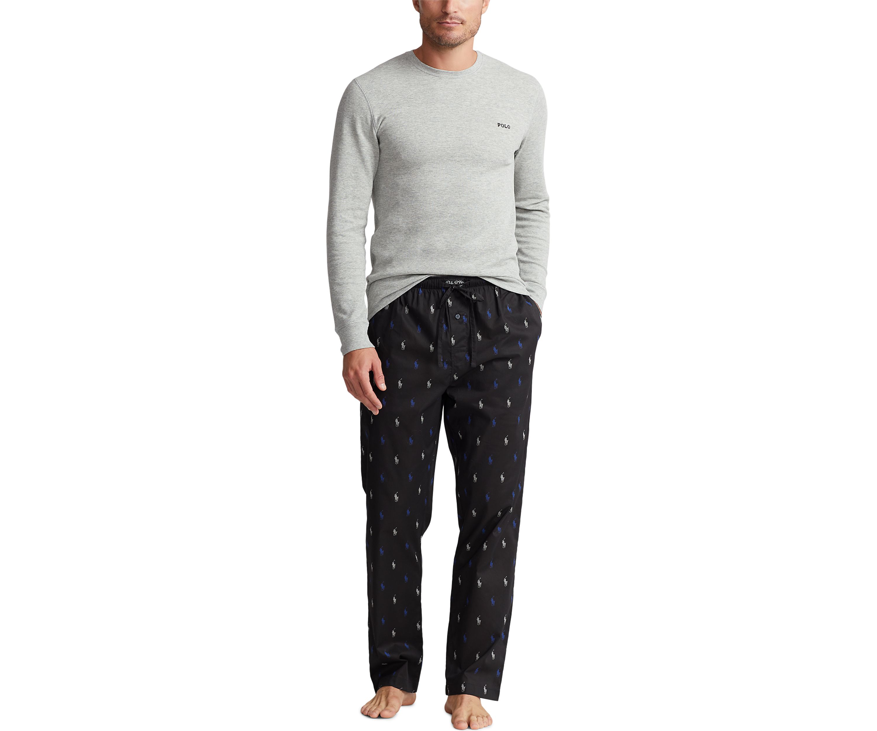 Long Sleeve Waffle Knit Crew Neck Sleep Shirt