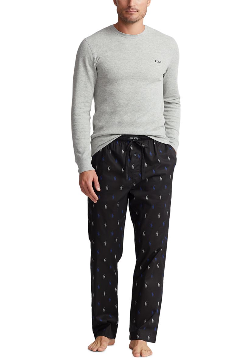 Long Sleeve Waffle Knit Crew Neck Sleep Shirt
