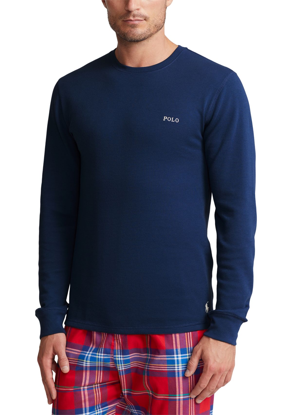 Long Sleeve Waffle Knit Crew Neck Sleep Shirt