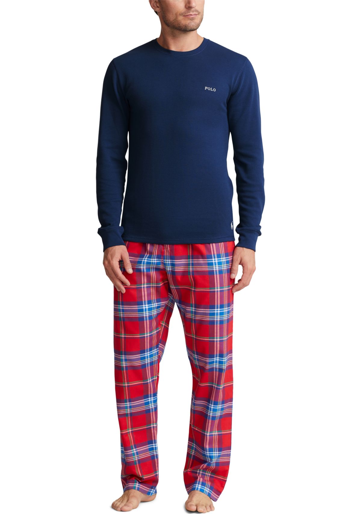 Long Sleeve Waffle Knit Crew Neck Sleep Shirt