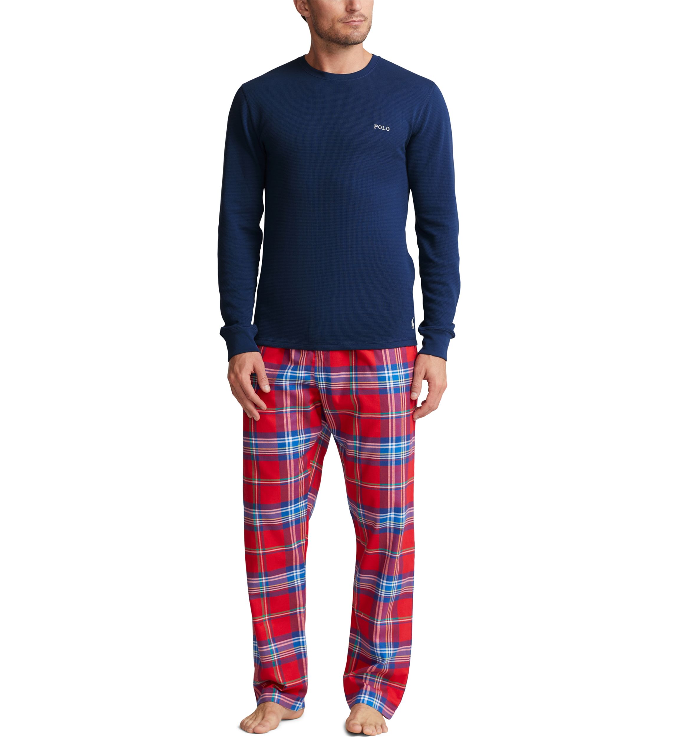 Long Sleeve Waffle Knit Crew Neck Sleep Shirt
