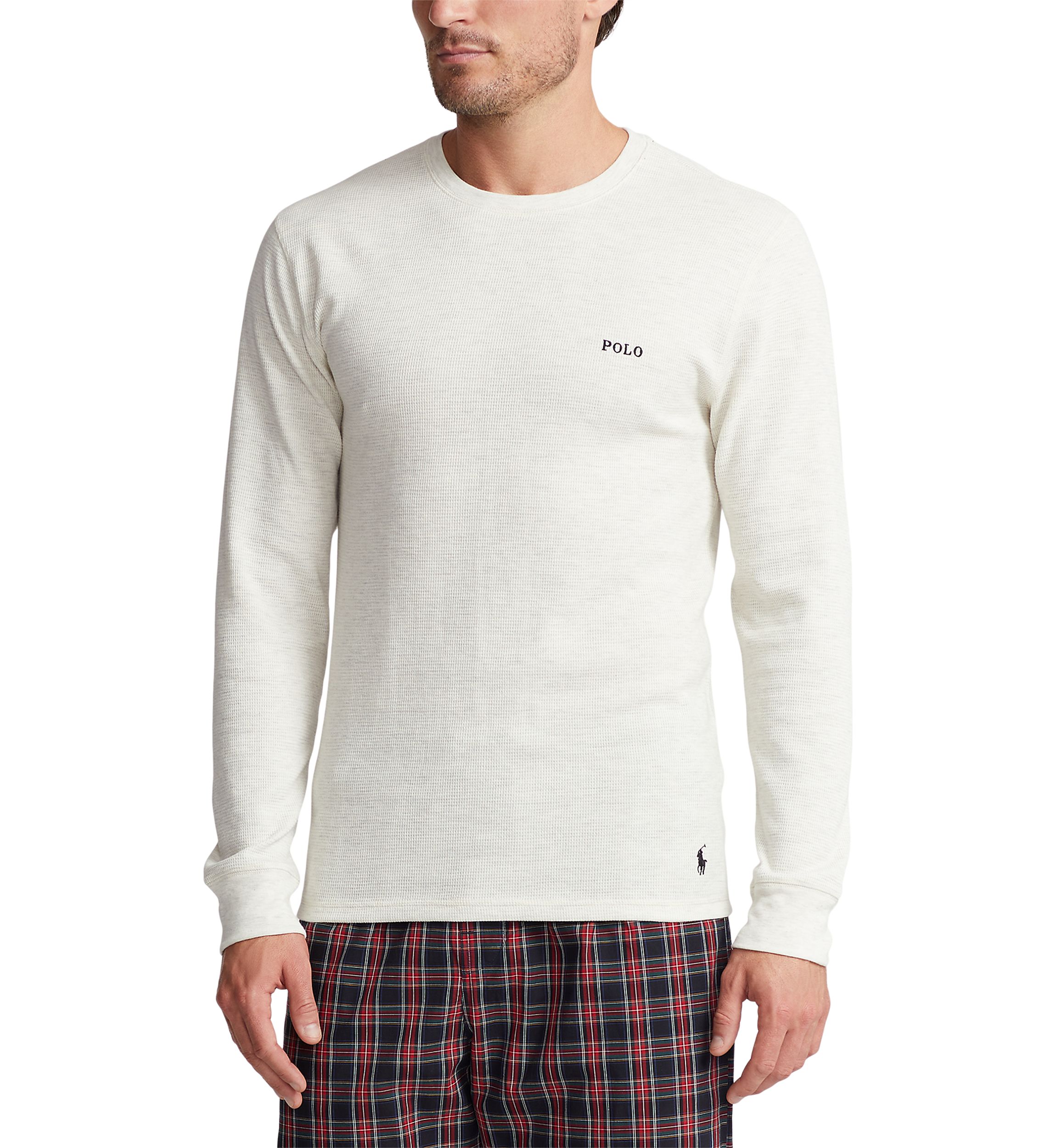 Long Sleeve Waffle Knit Crew Neck Sleep Shirt