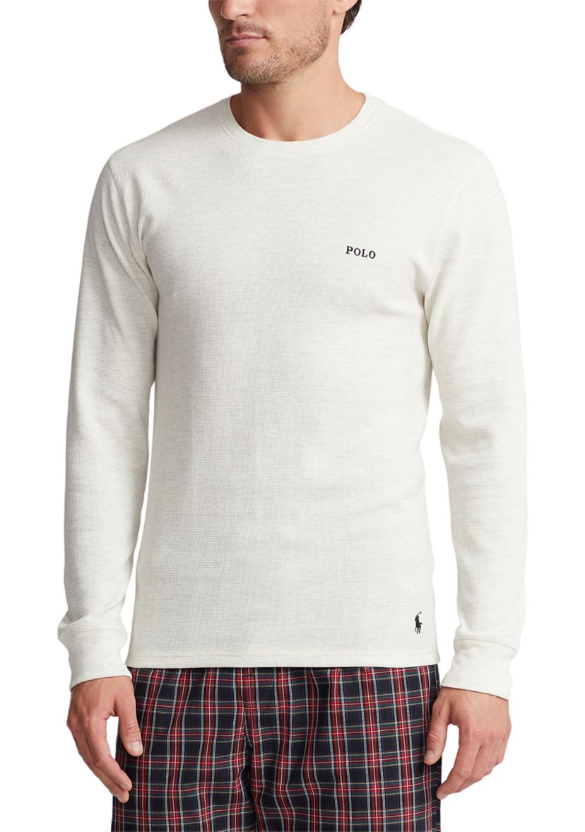 Long Sleeve Waffle Knit Crew Neck Sleep Shirt
