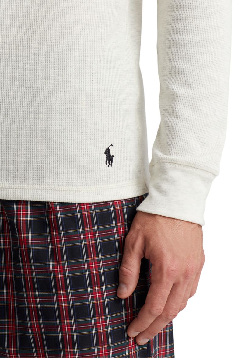 Long Sleeve Waffle Knit Crew Neck Sleep Shirt