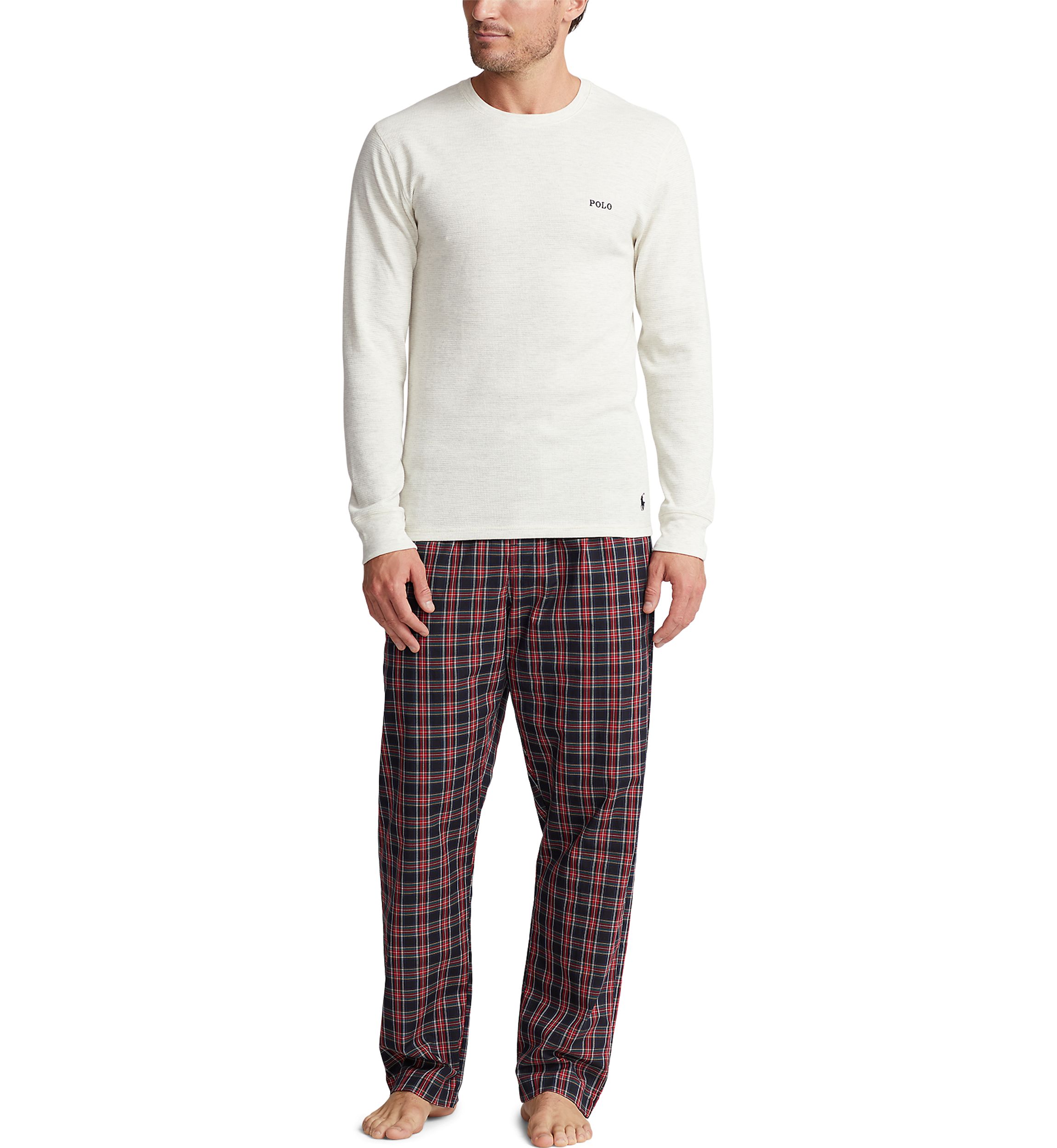 Long Sleeve Waffle Knit Crew Neck Sleep Shirt