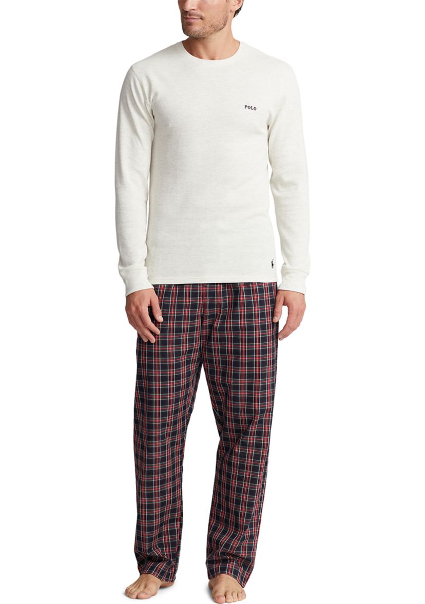 Long Sleeve Waffle Knit Crew Neck Sleep Shirt