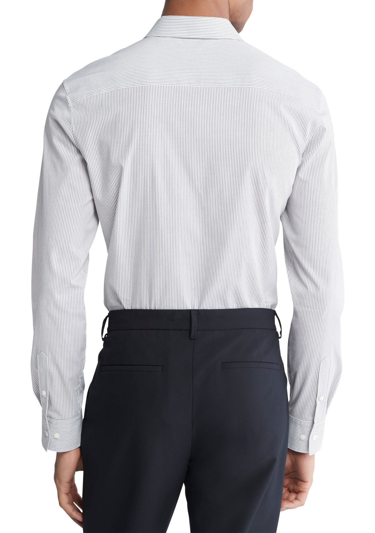 Stretch Cotton Slim Fit Thin Stripe Button-Down Shirt