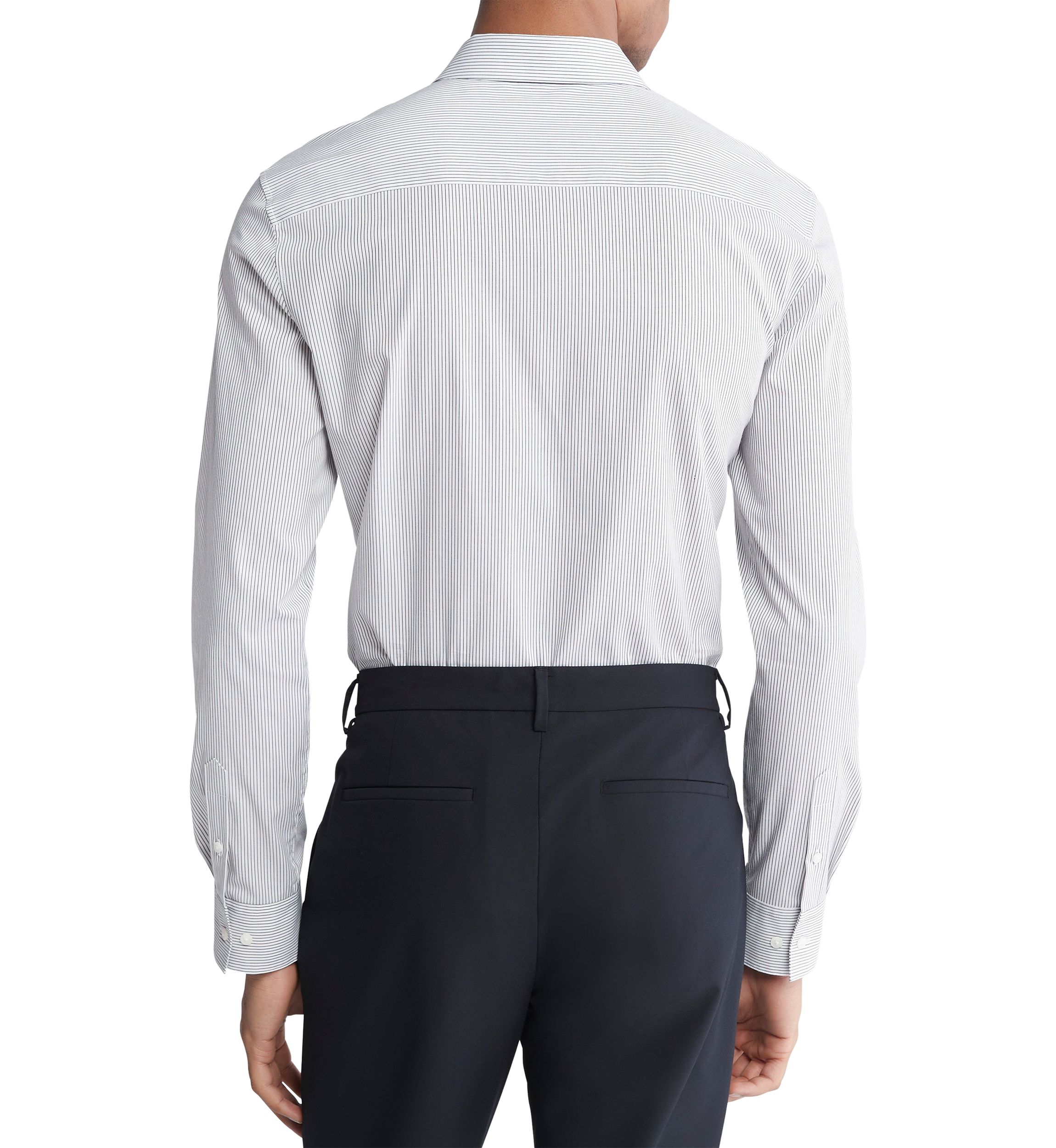 Stretch Cotton Slim Fit Thin Stripe Button-Down Shirt