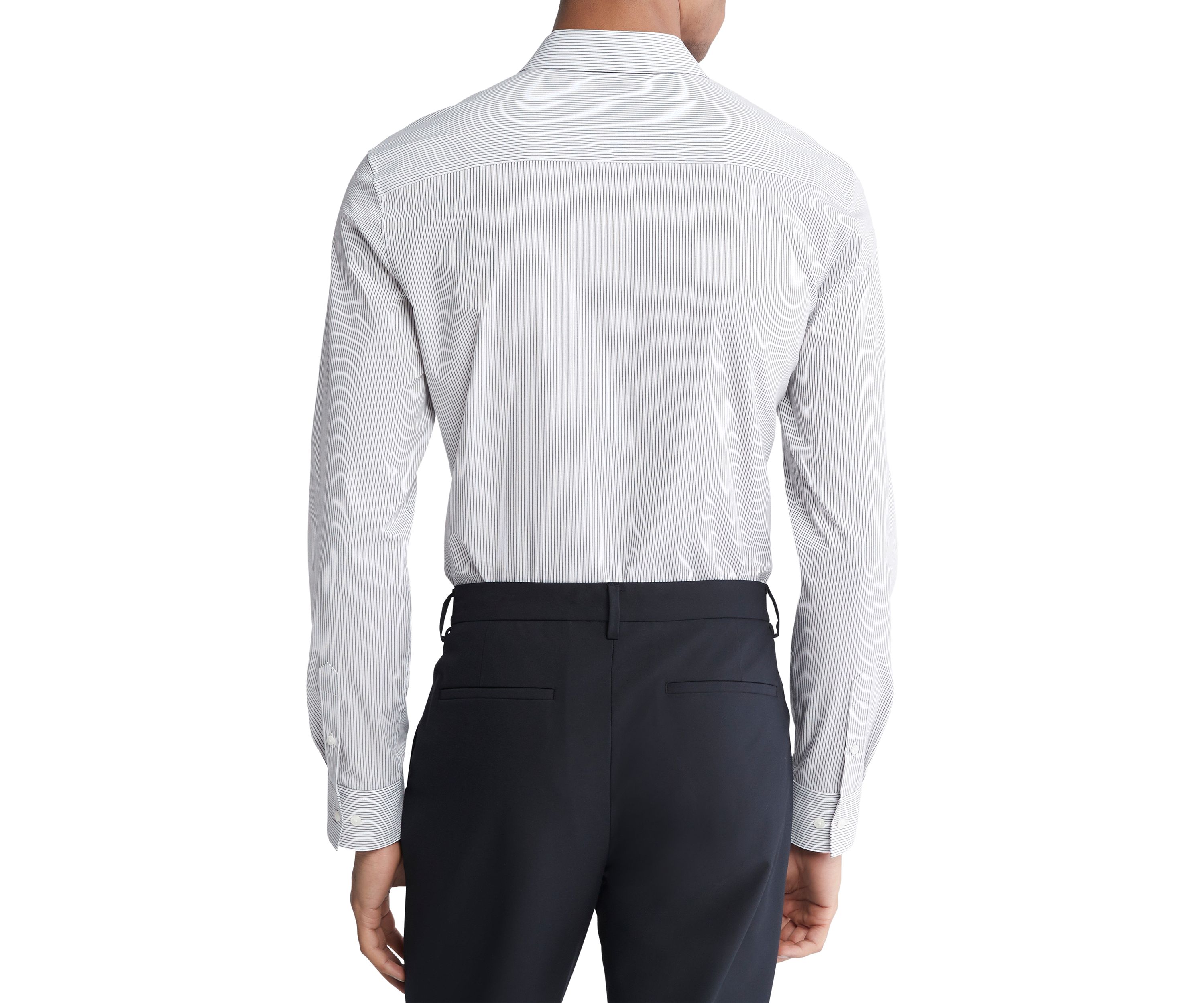 Stretch Cotton Slim Fit Thin Stripe Button-Down Shirt