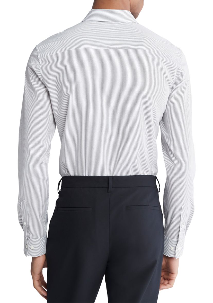 Stretch Cotton Slim Fit Thin Stripe Button-Down Shirt