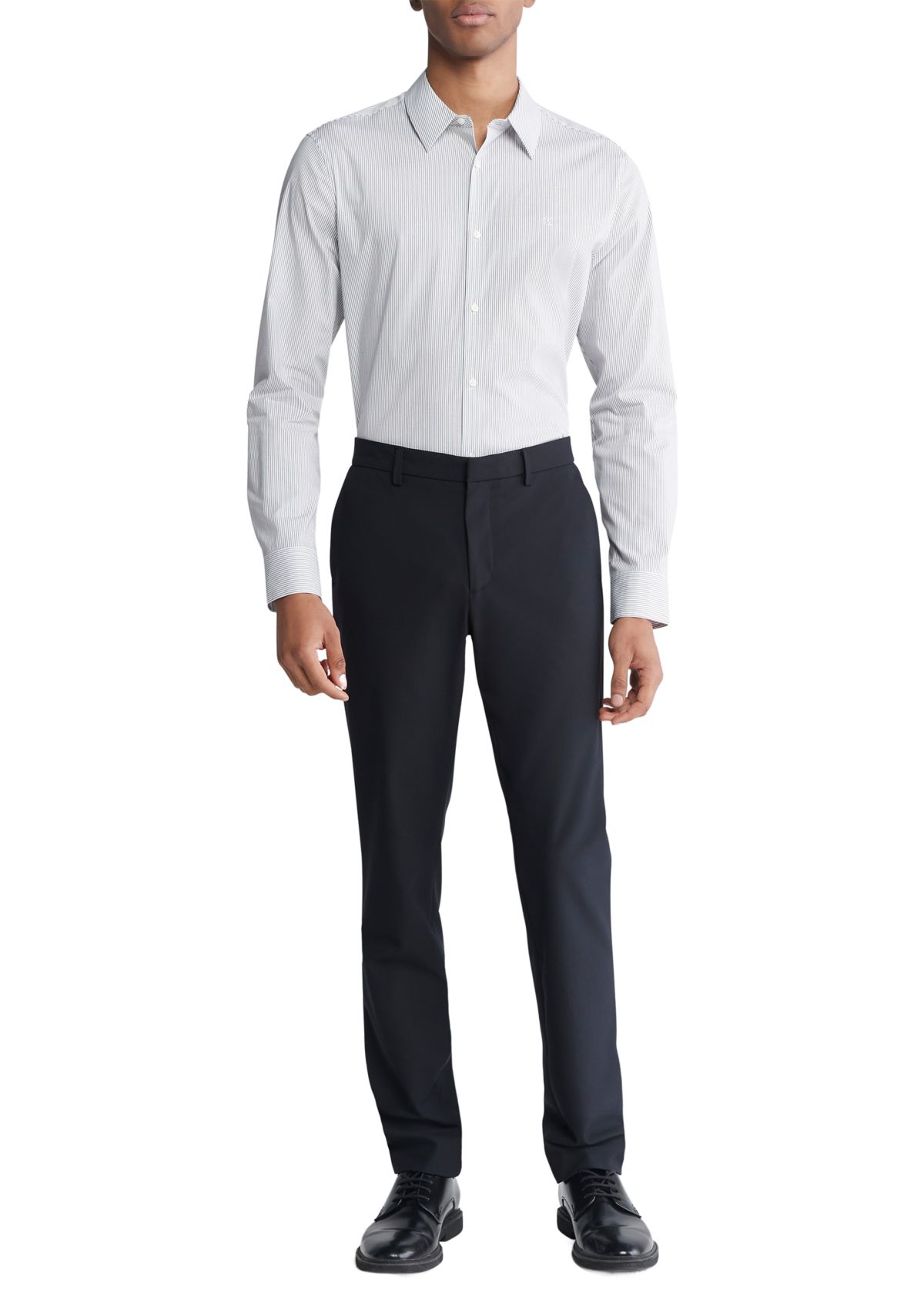 Stretch Cotton Slim Fit Thin Stripe Button-Down Shirt