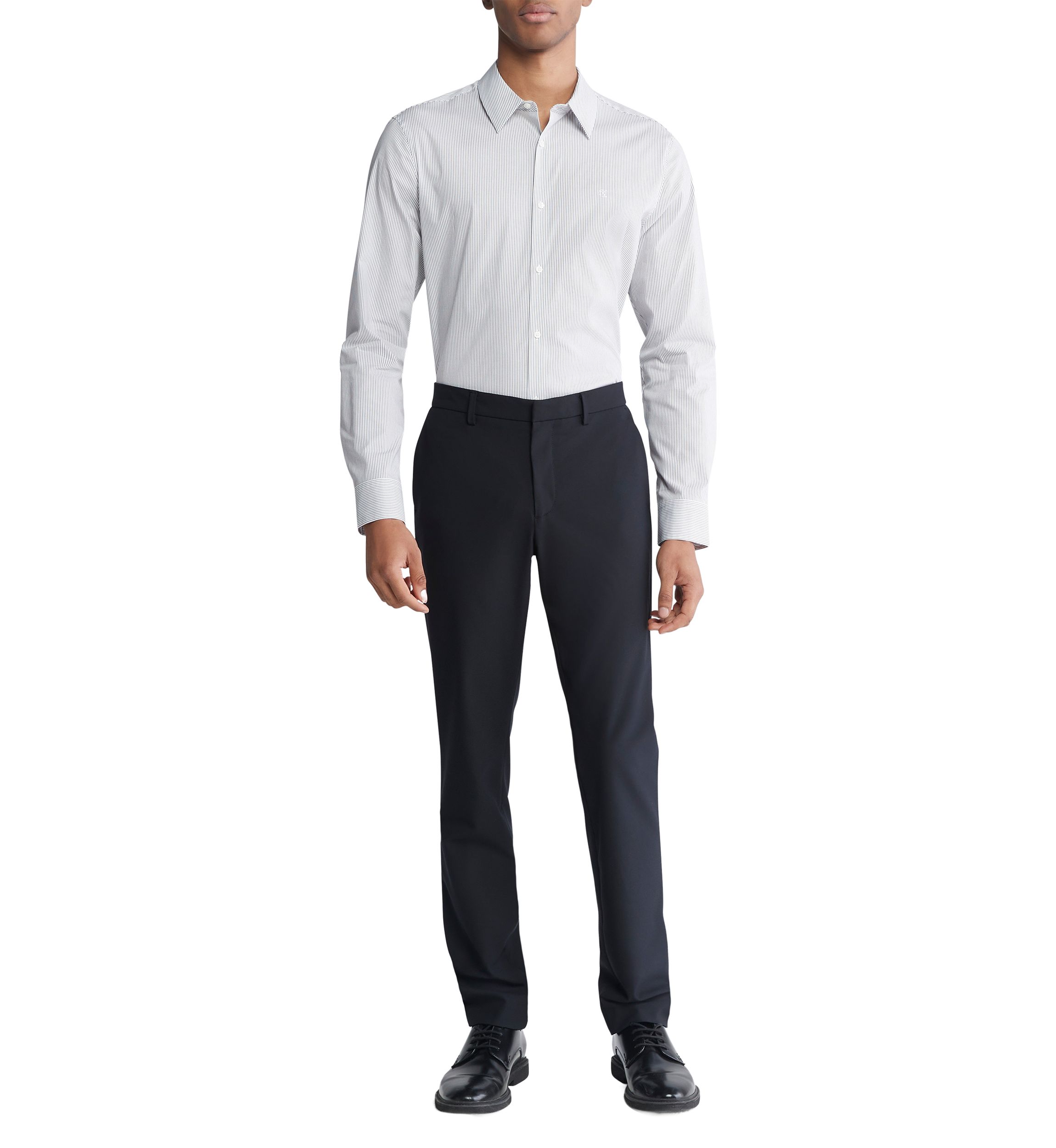 Stretch Cotton Slim Fit Thin Stripe Button-Down Shirt