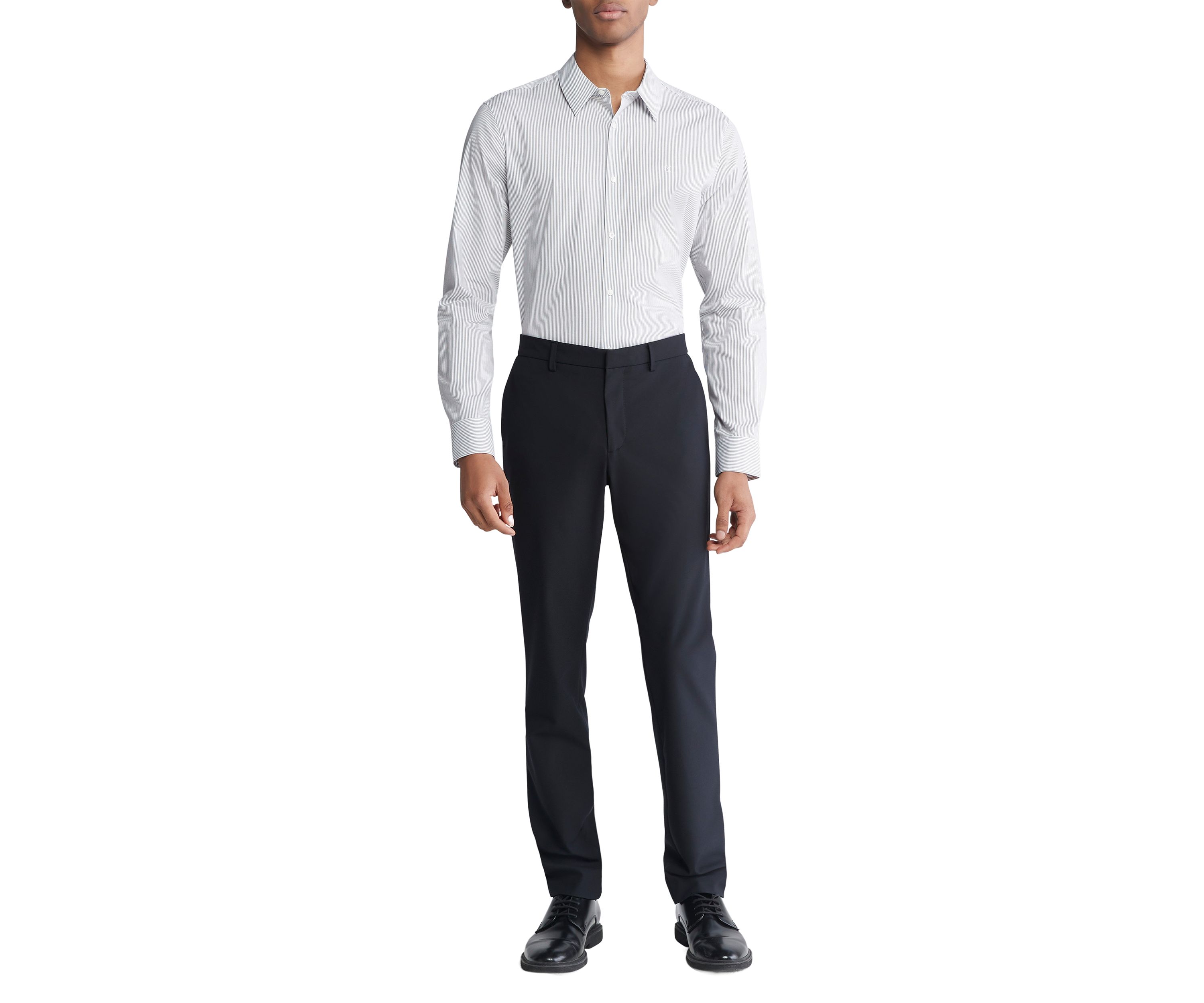 Stretch Cotton Slim Fit Thin Stripe Button-Down Shirt