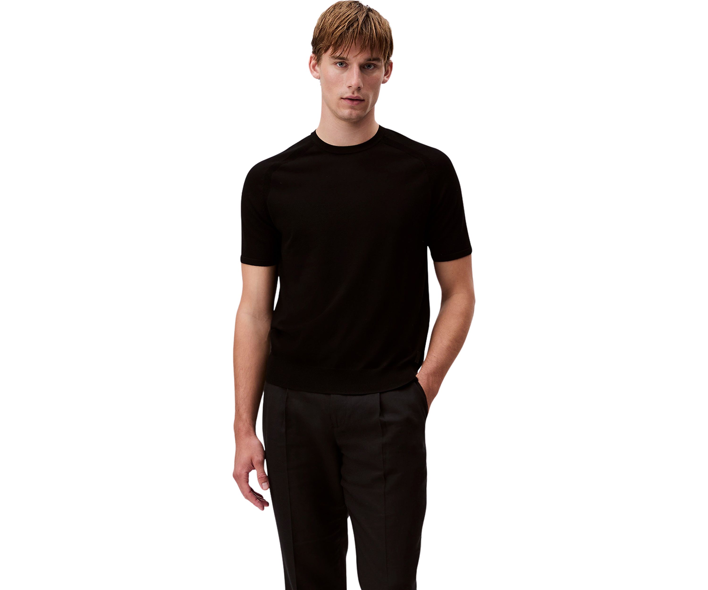 Mens Tech Knit Crew Neck Sweater T-Shirt