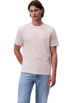 Calvin Klein Men's Smooth Cotton Monogram Logo T-Shirt, Silver, Small