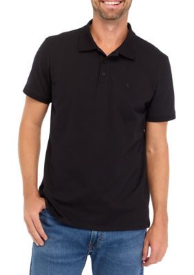Calvin Klein Men's Smooth Cotton Monogram Logo Polo Shirt, Black, 2XL