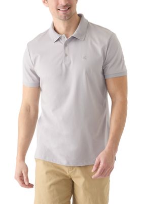 Calvin Klein Men's Smooth Cotton Monogram Logo Polo Shirt, Gray, 2XL