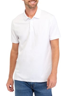 Calvin Klein Men's Smooth Cotton Monogram Logo Polo Shirt, White, 2XL